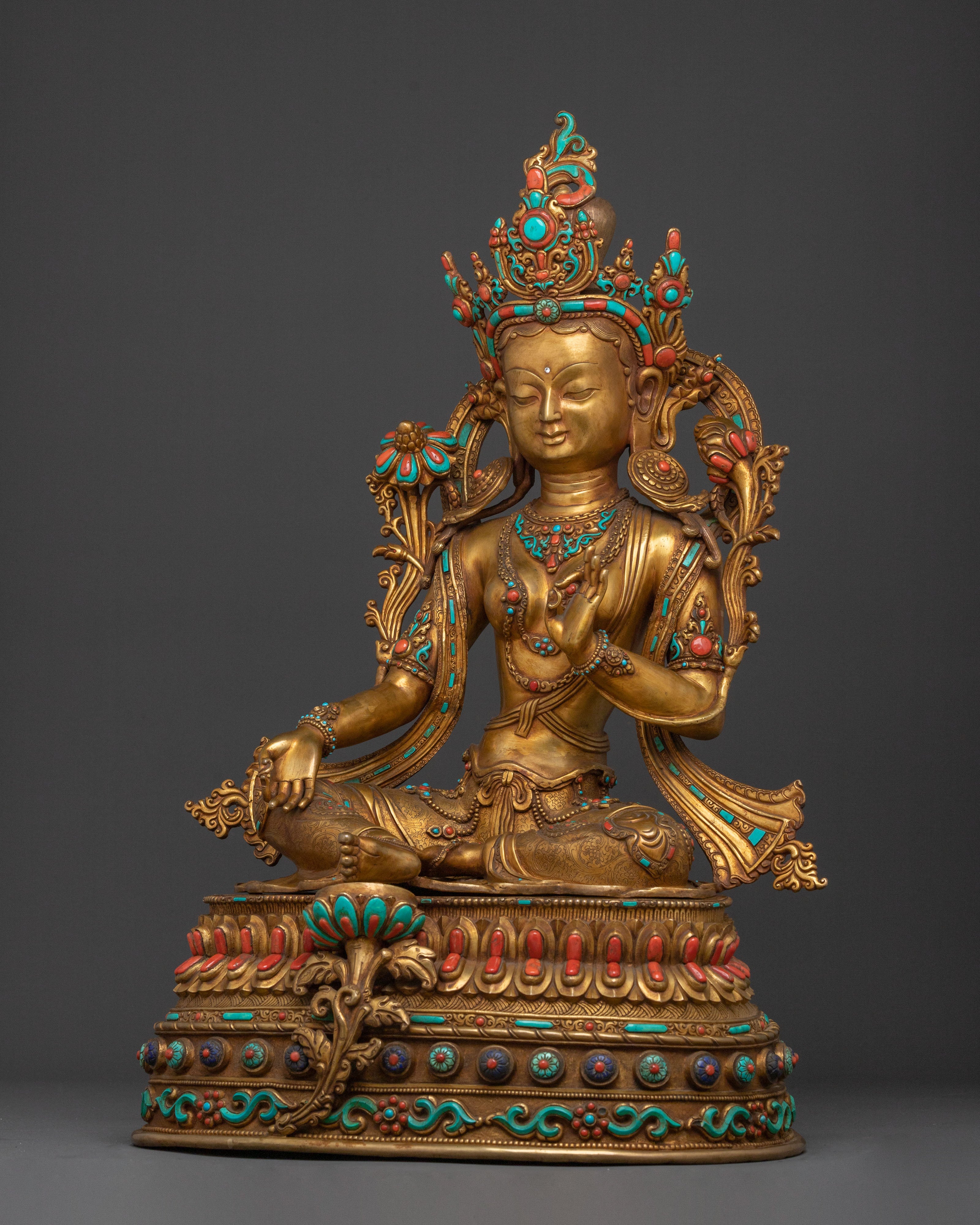 Green Tara Himalayan Buddhist Statue | Goddess of Protection & Healing