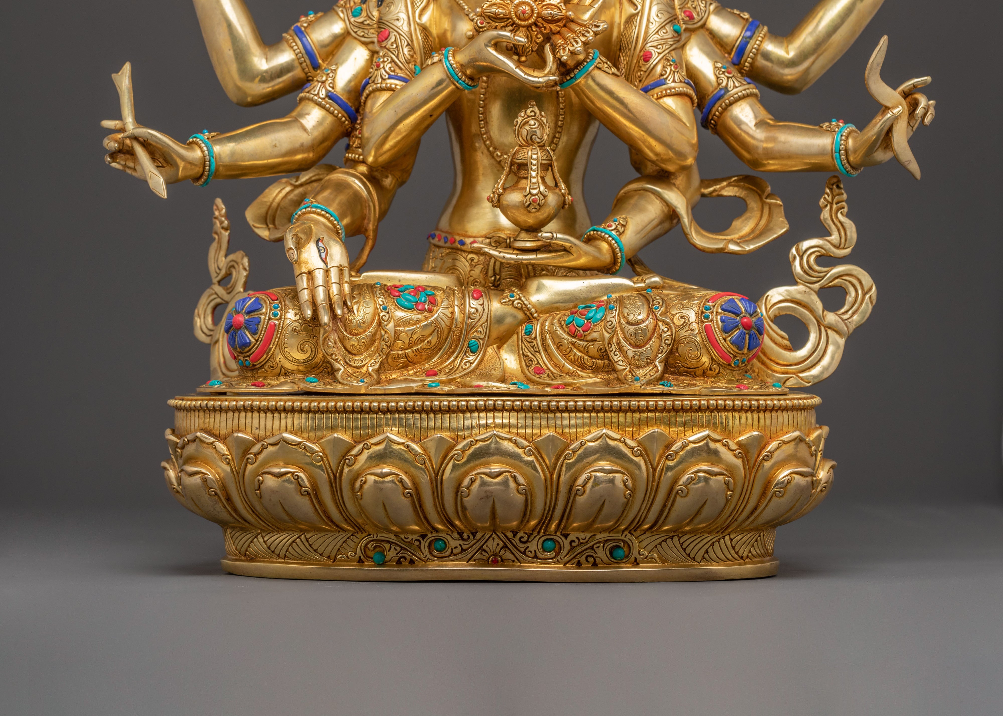 Three Life Long Deities Sacred Statue Set – Exquisite 24K Gold Gilded Copper