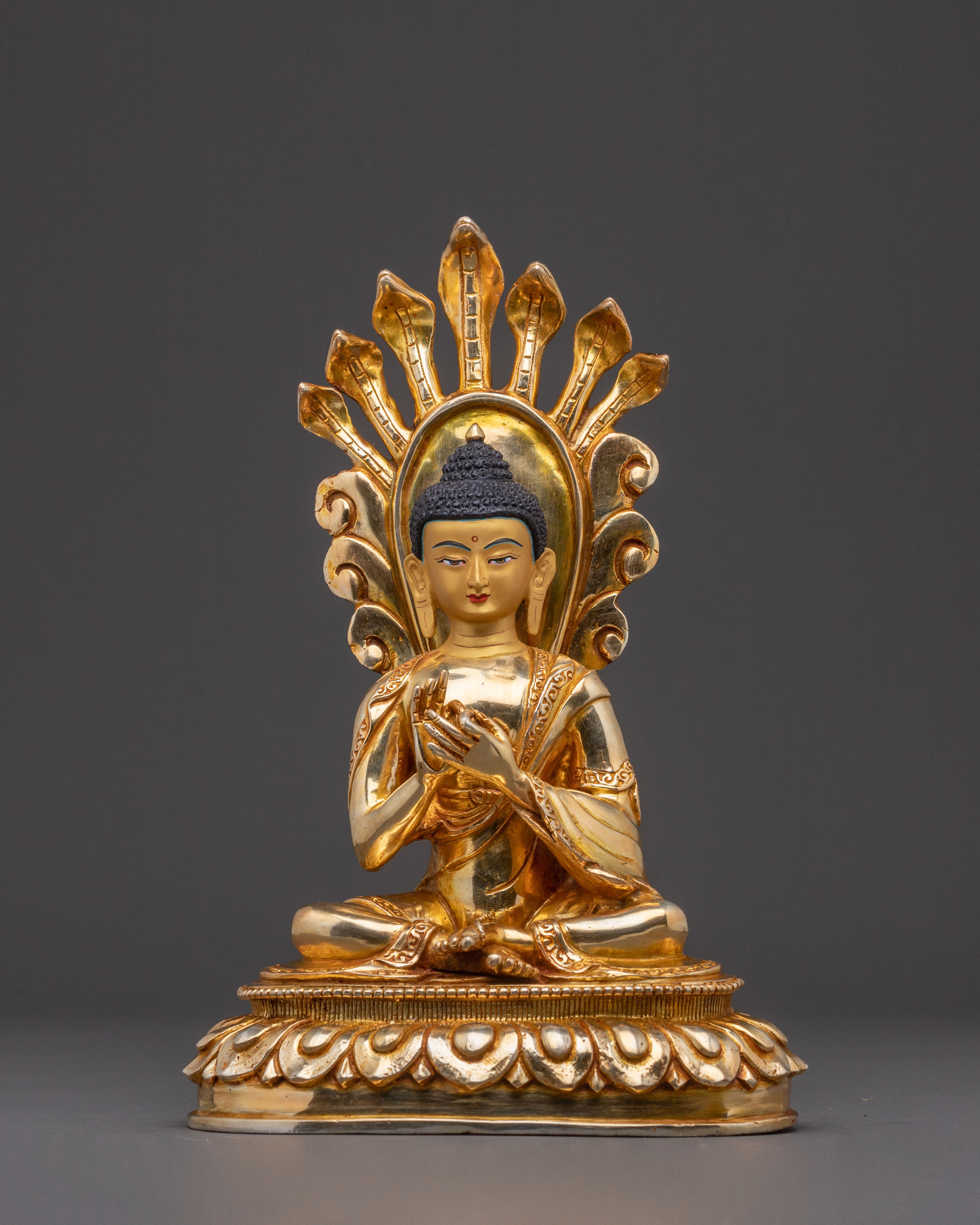 Buddhist Master Nagarjuna Copper Statue – Gilded Serenity