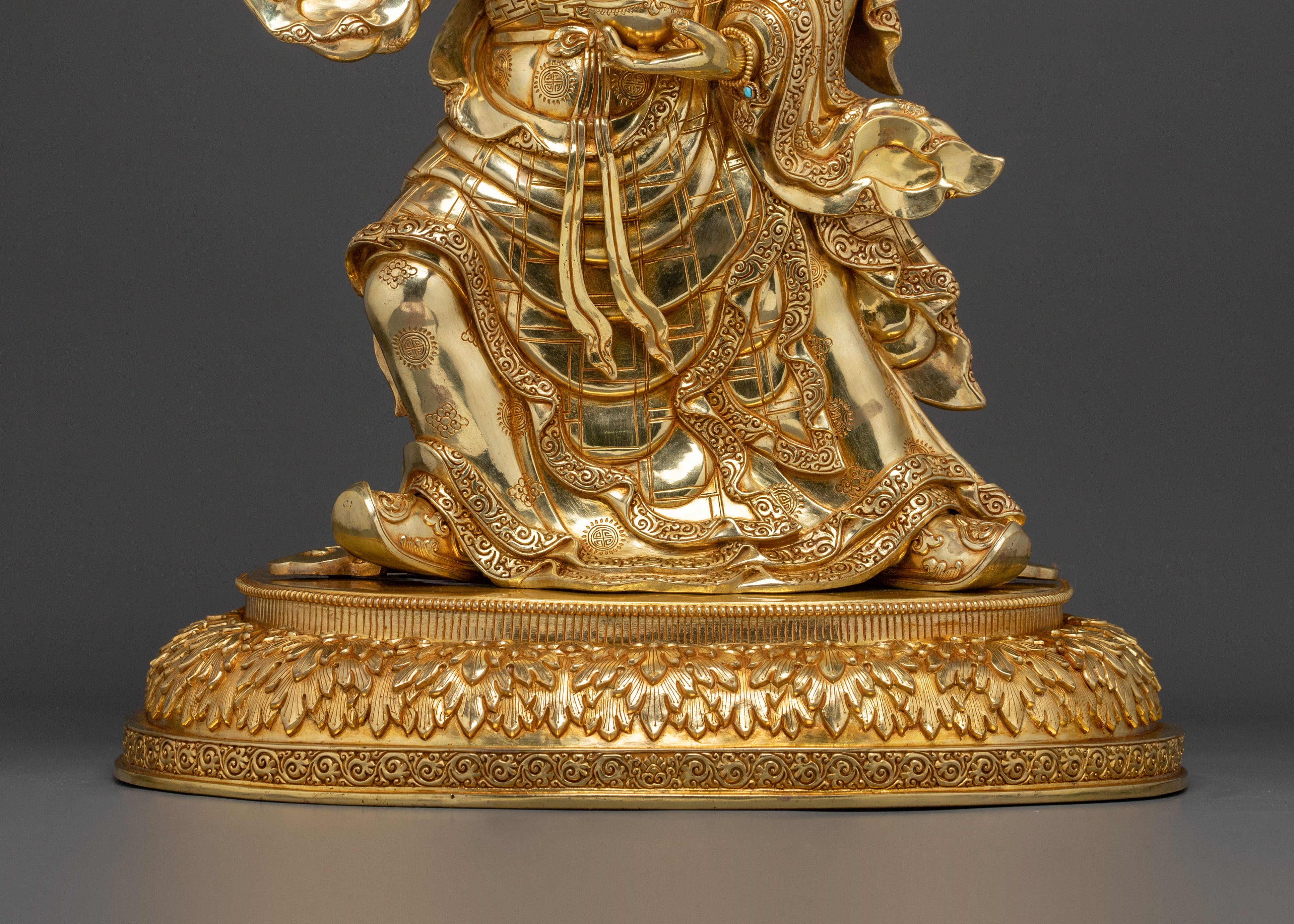 Standing Guru Rinpoche Sacred Sculpture | 24K Gold Gilded
