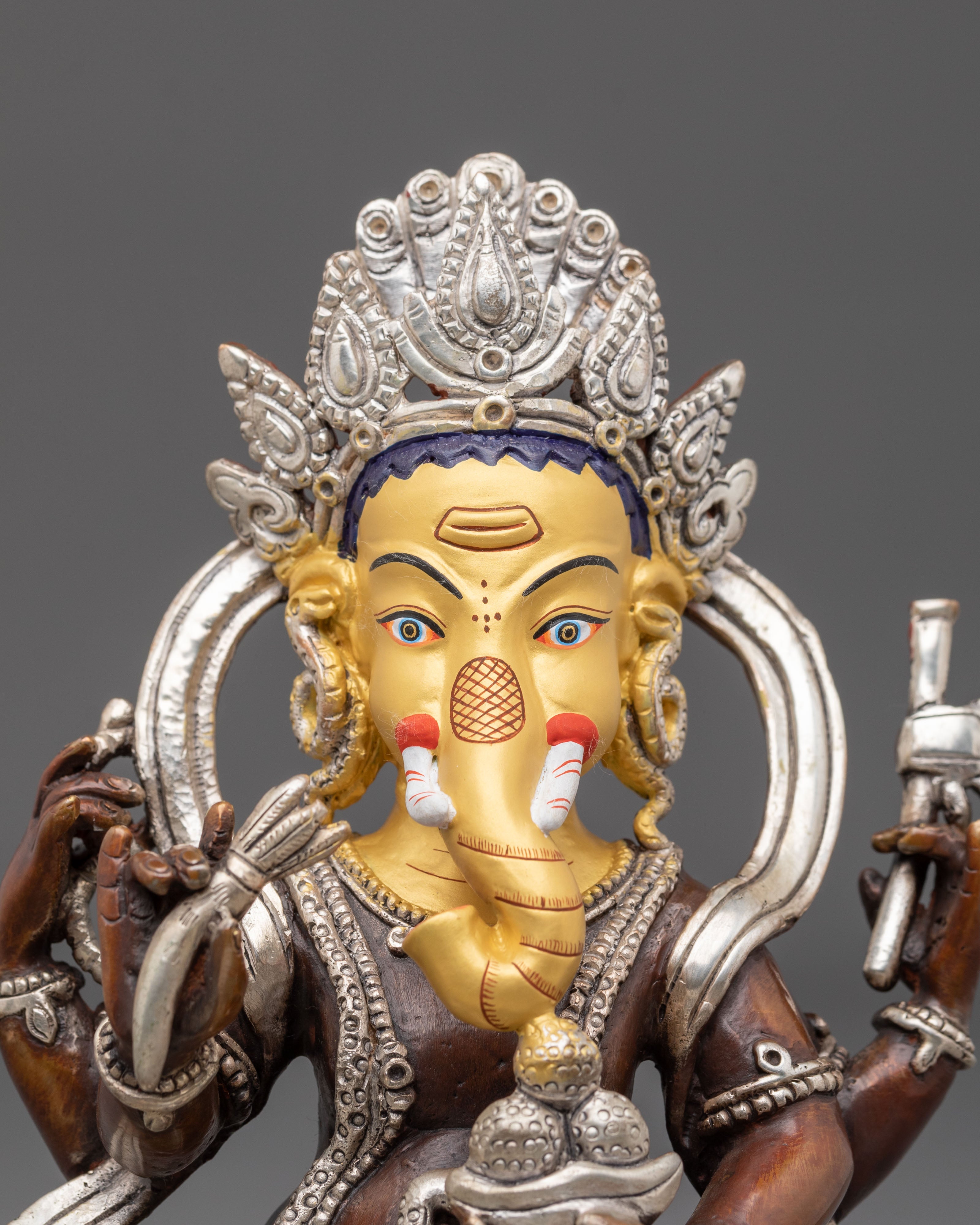 God Ganesh Statue | Oxidized Figurine with Silver Plating