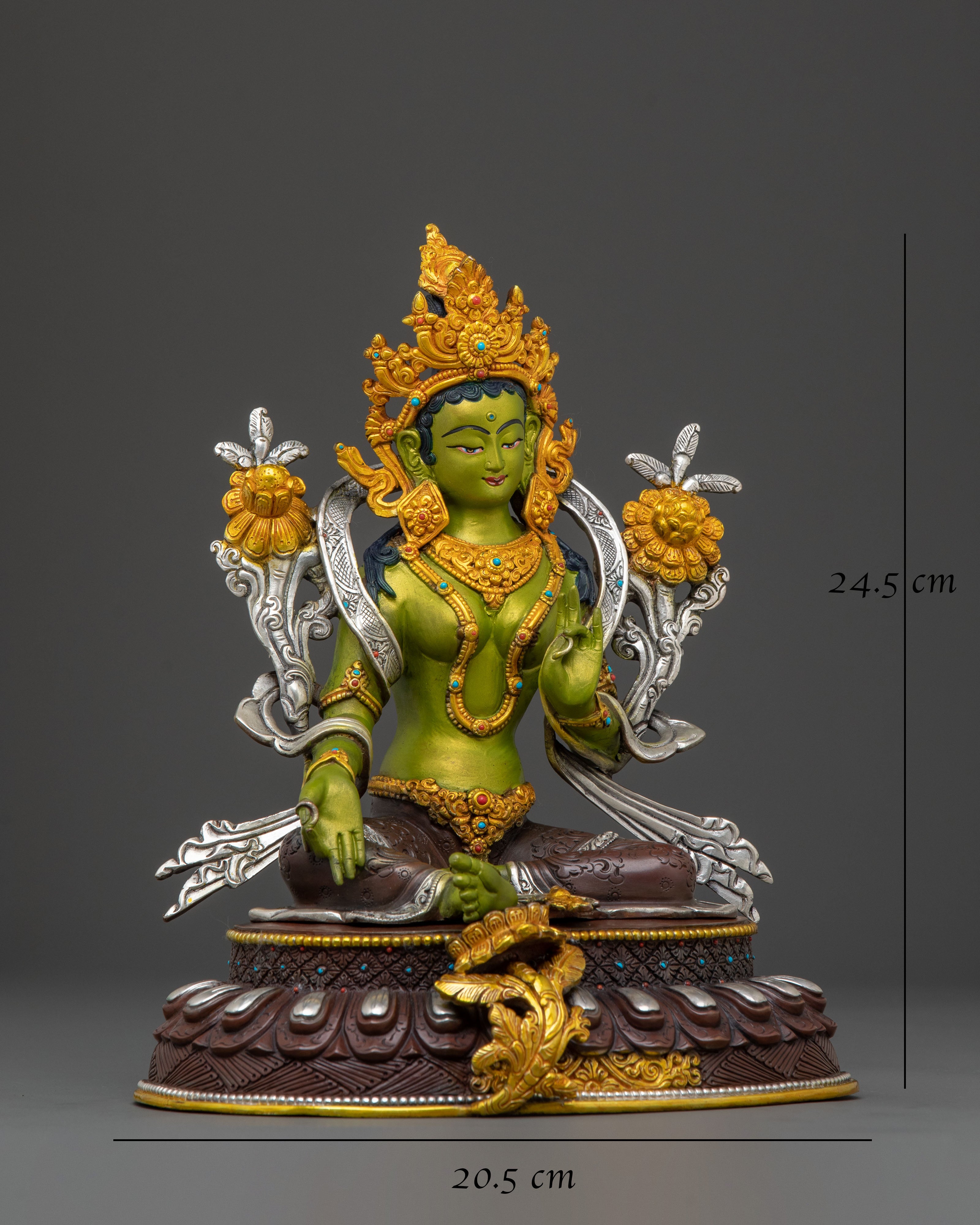 Green Tara Sculpture: Goddess of Compassion, Healing & Protection
