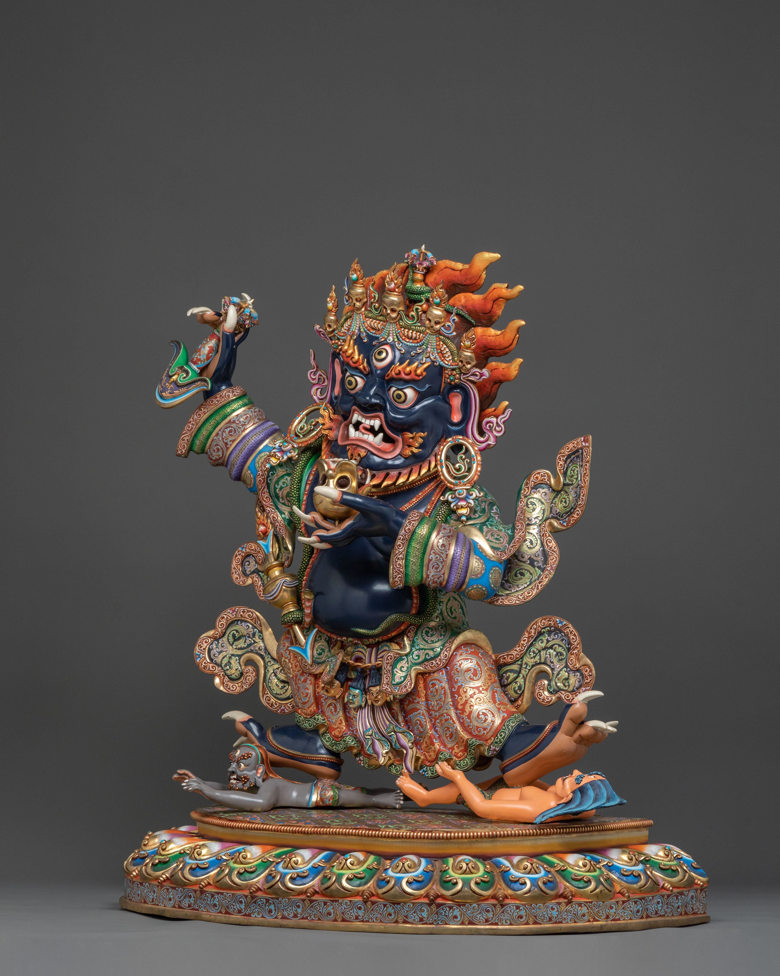 Mahakala Bernakchen, 24K Gold Gilded Protector Statue