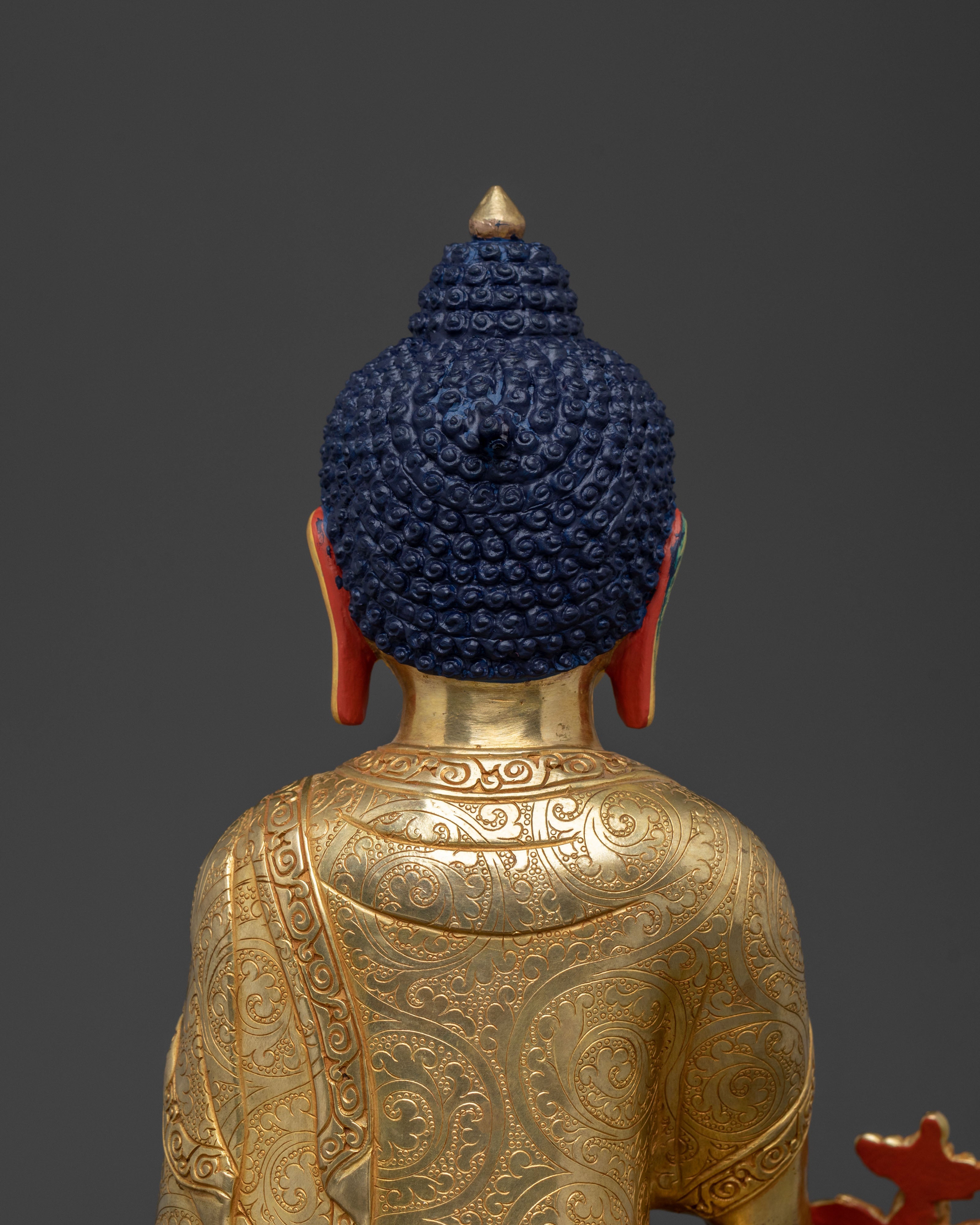 Medicine Buddha Peaceful Healing Figurine | 24K Gold Gilded Buddhist Sculpture