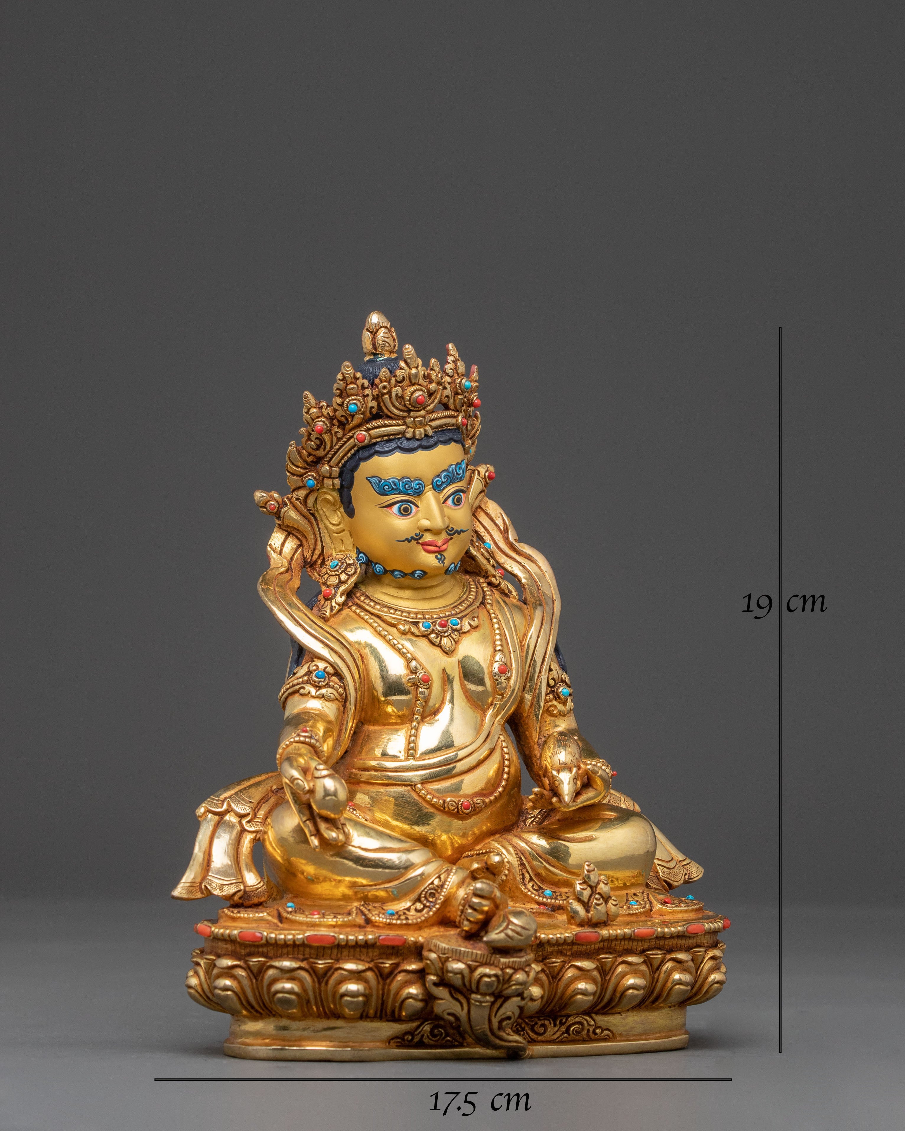24K Gold Glided Kuber Dzambhala Statue | Traditional Tibetan Icon