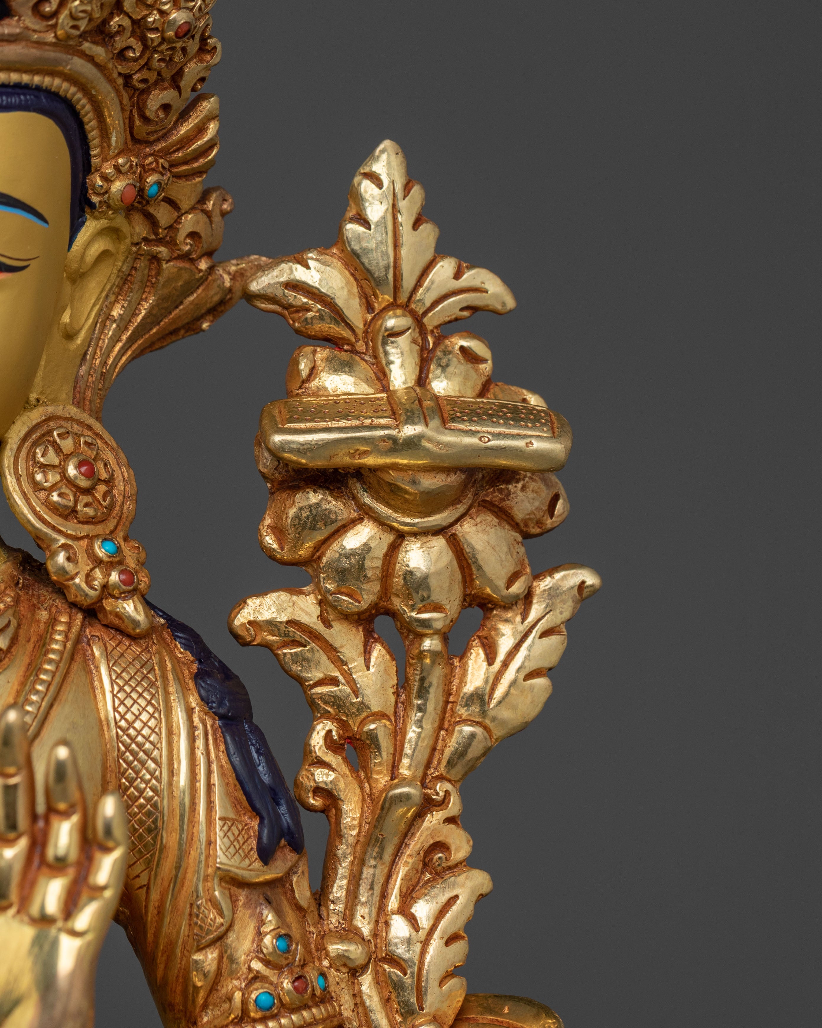 Flaming Sword of Wisdom Manjushri Statue | 24K Gold Gilded