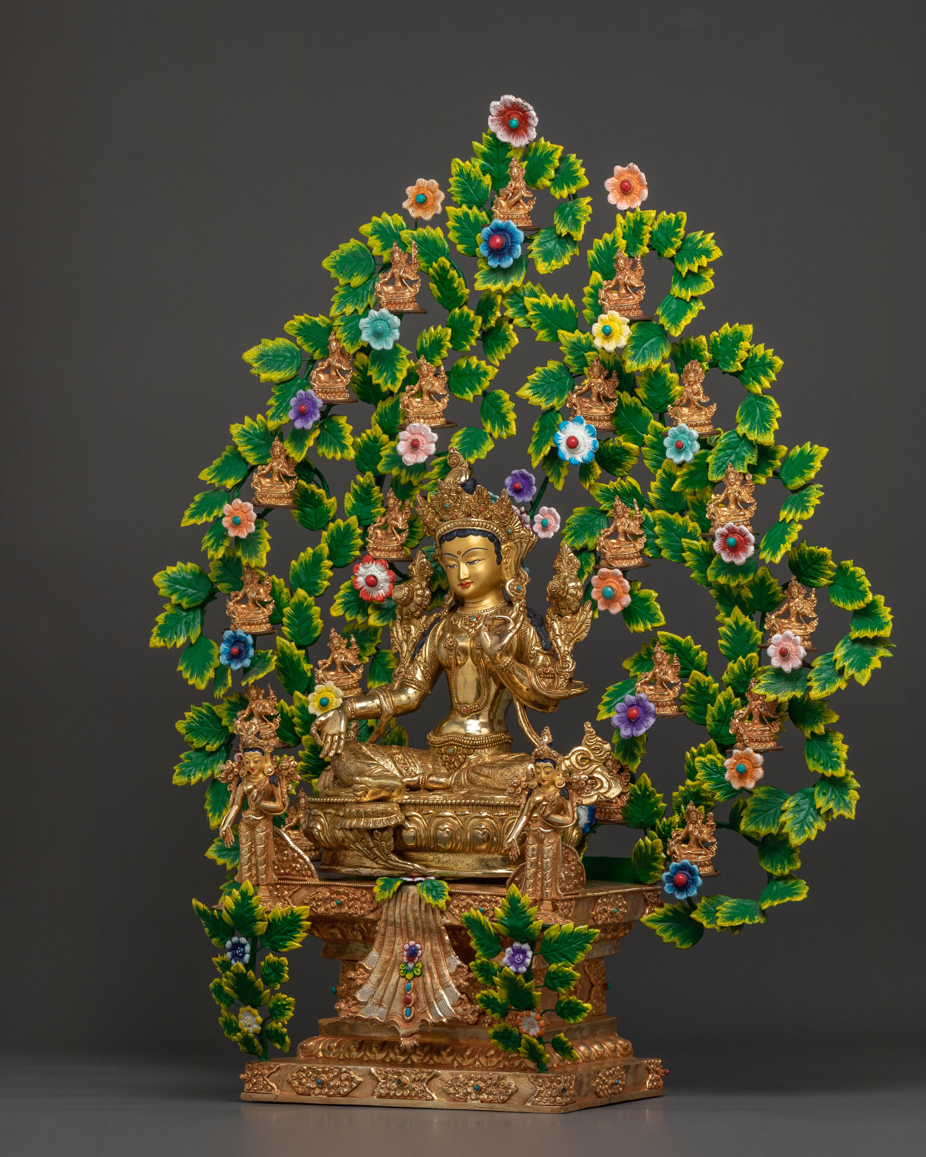 Twenty One Tara Buddhist Goddess Statue Set in 24K Gold