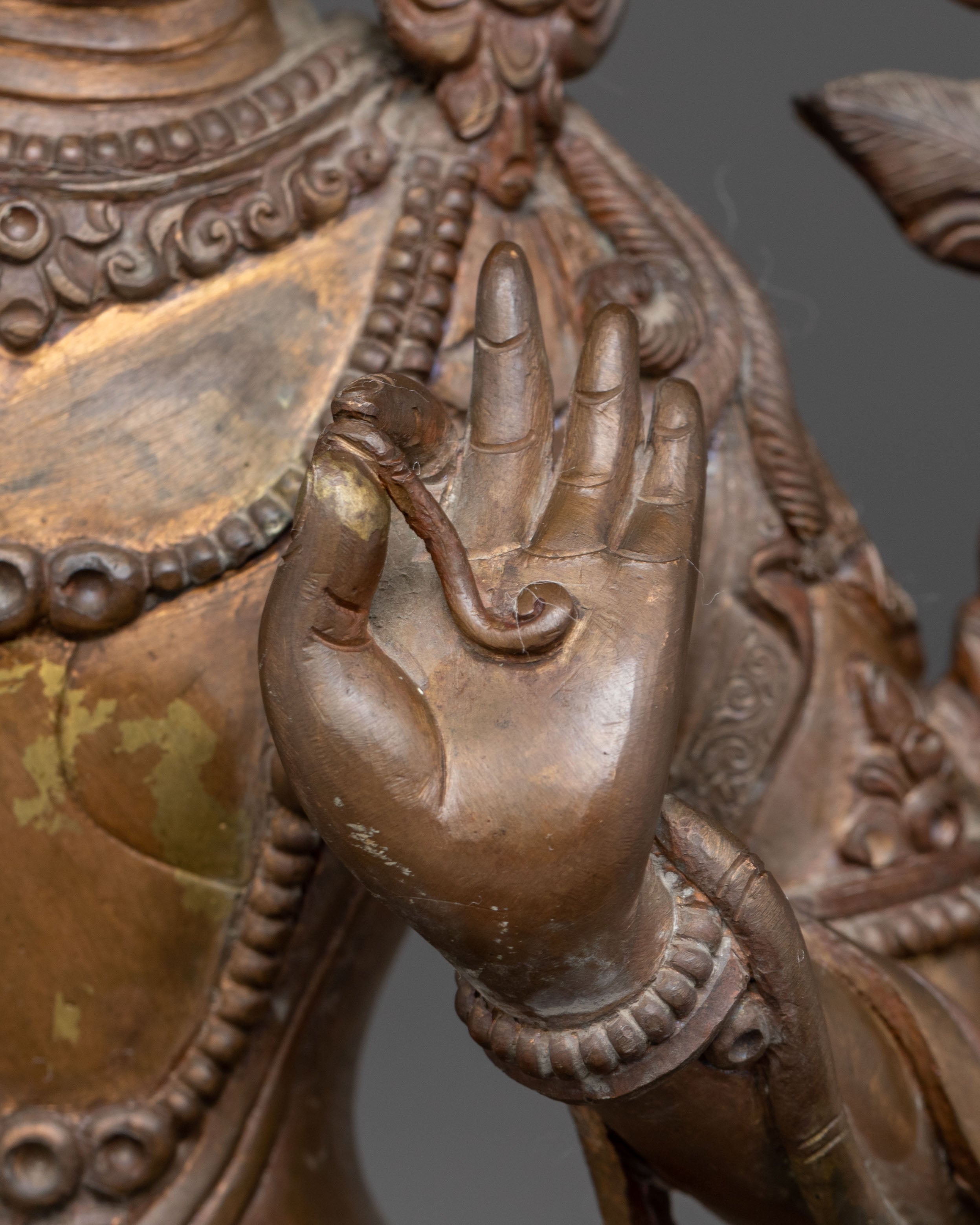 Tibetan Manjushri Buddha Statue – Antique Oxidized Copper