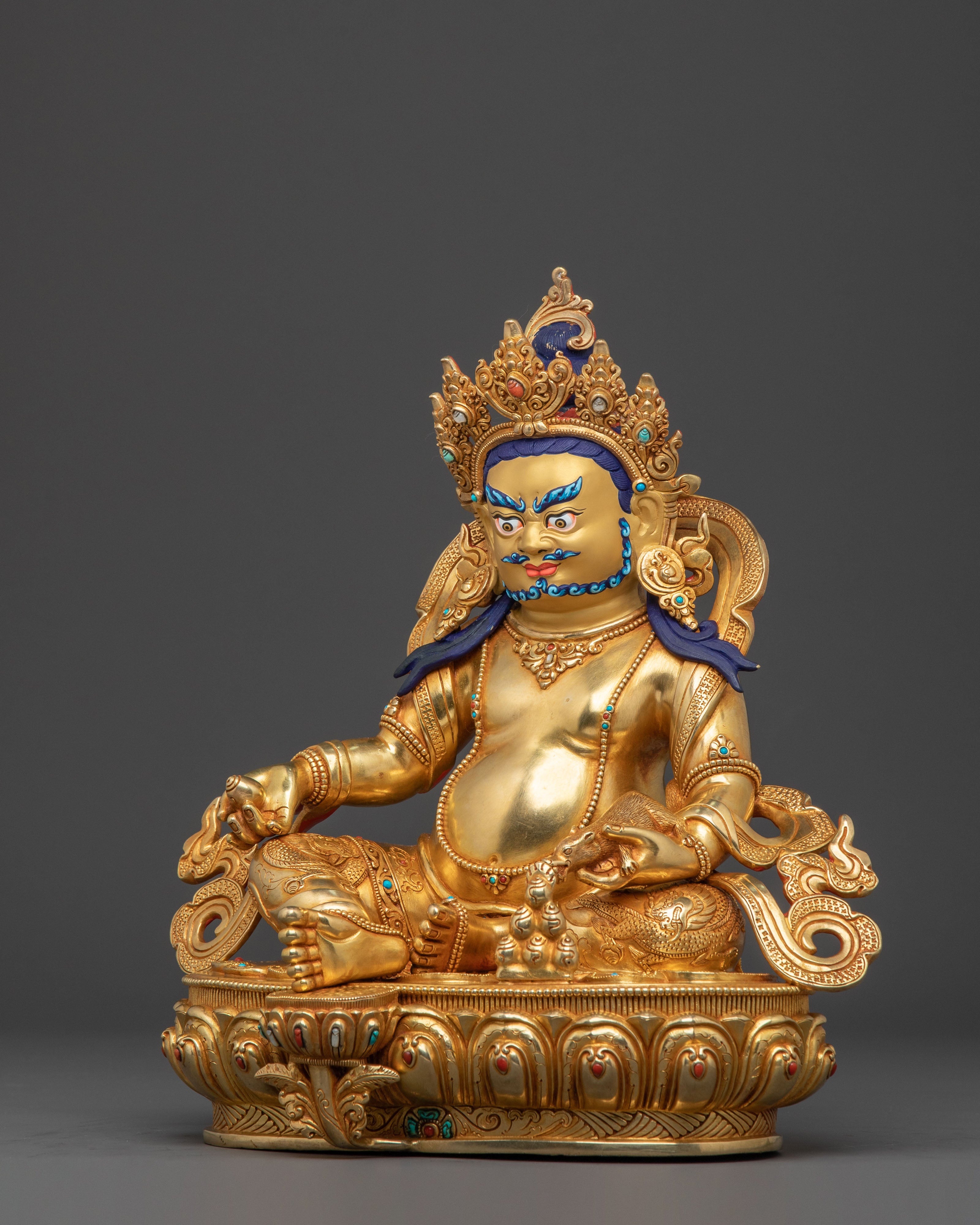 Dzambhala 24K Gold Gilded Statue | Wealth Deity