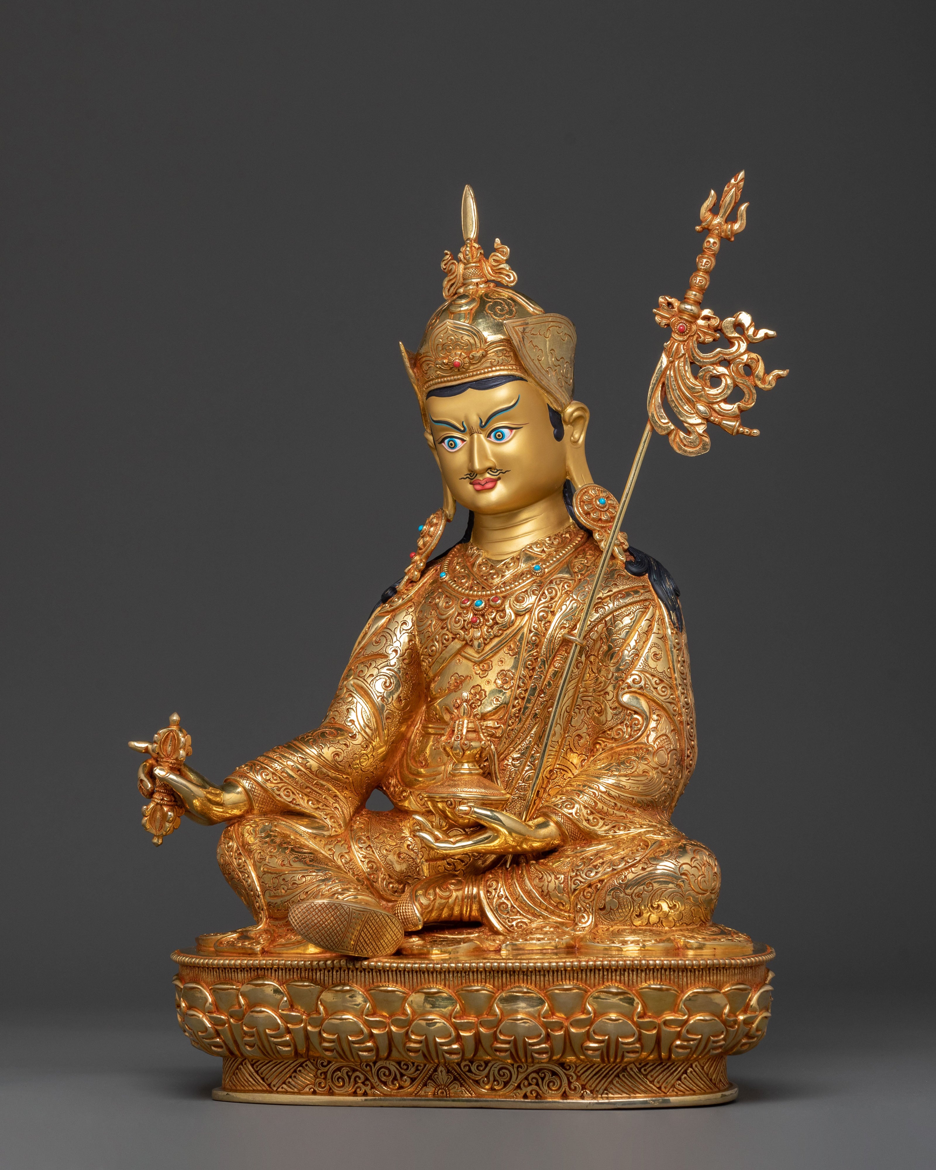 Himalayan Guru Padmasambhava Statue | 24K Gold Glided
