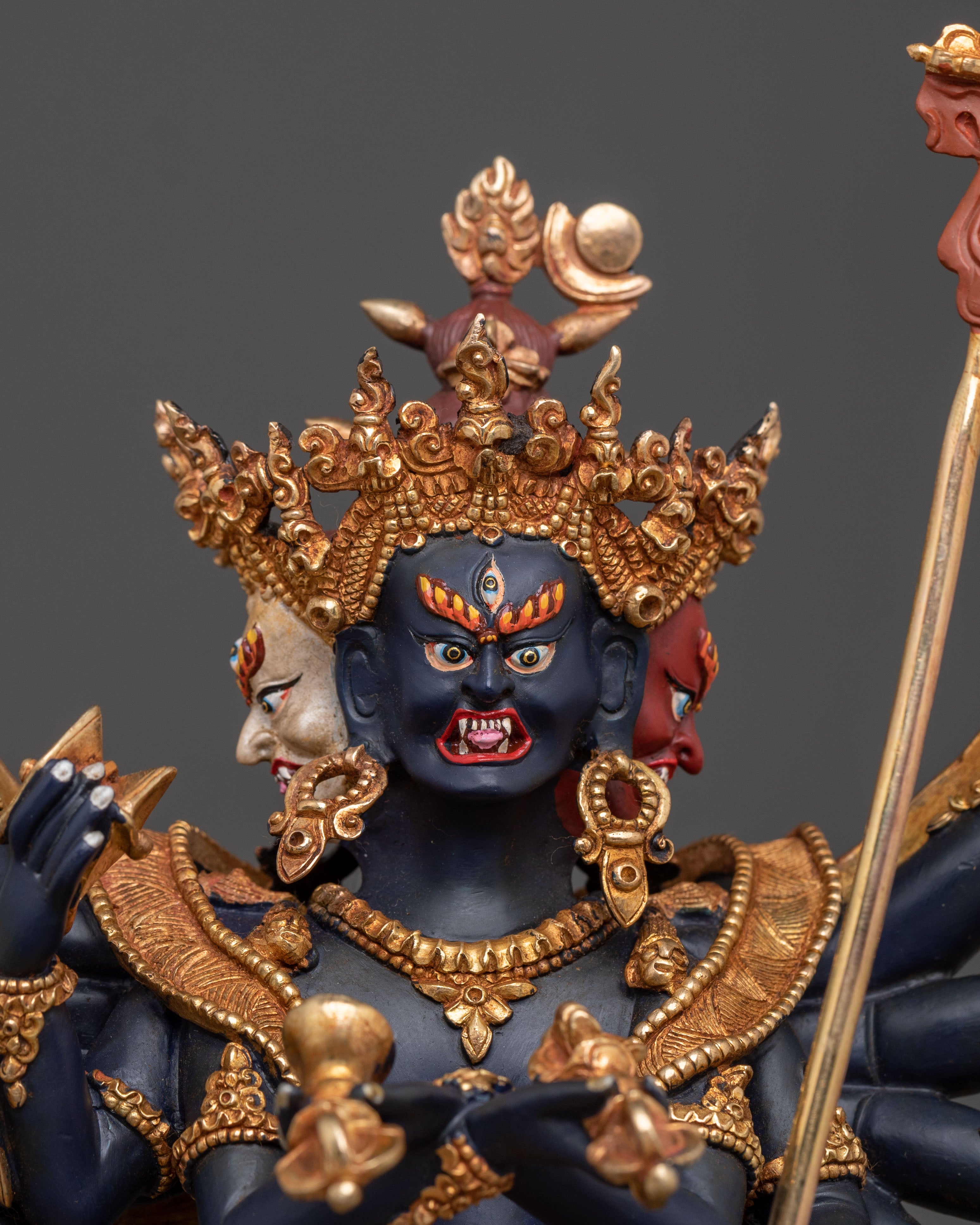 Chakrasamvara With Vajravarahi: 24K Gold Gilded Sculpture
