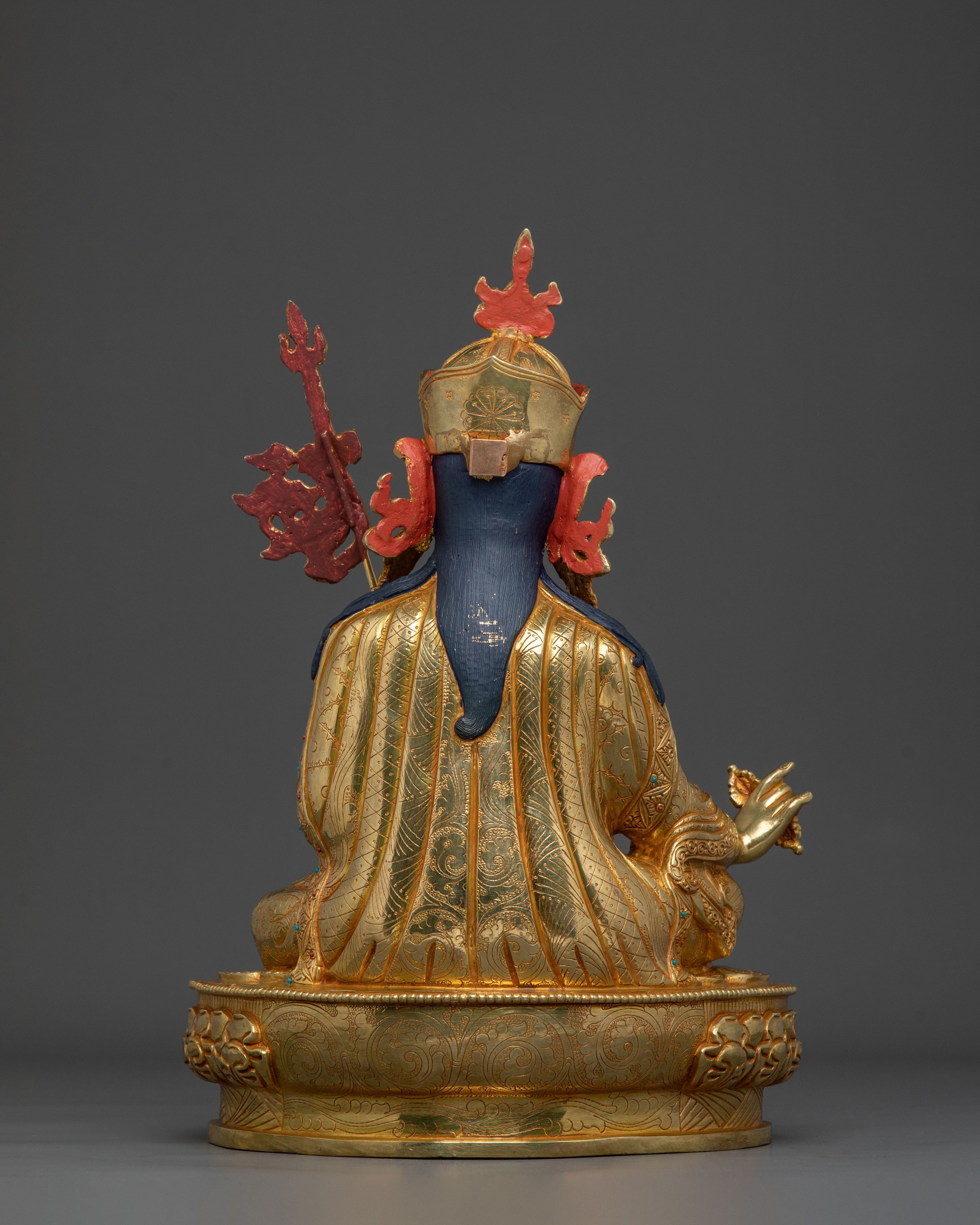 Buddhist Protector Guru Rinpoche Statue | 24K Gold Gilded Artwork