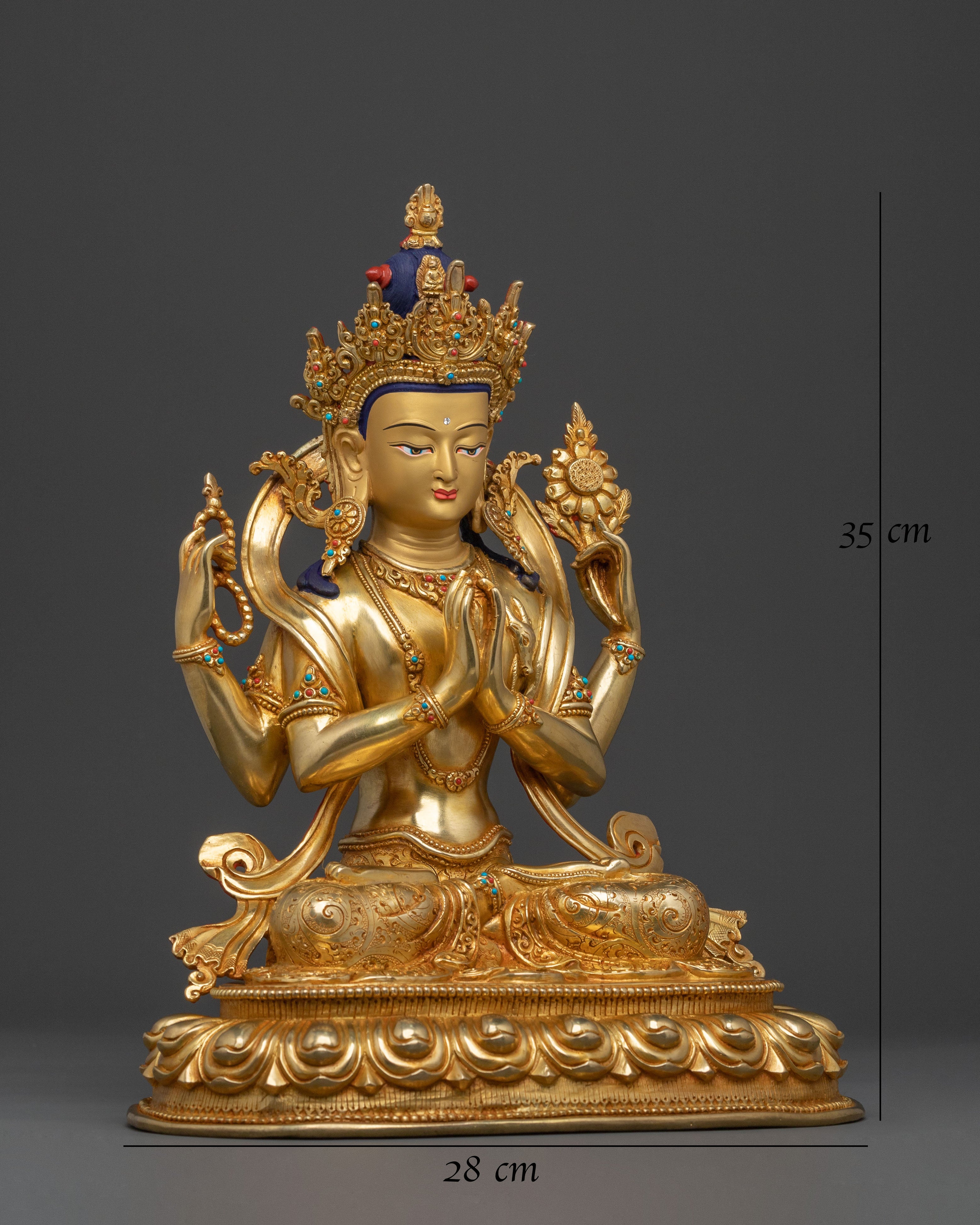 Four Armed Chenrezig Handcrafted Statue