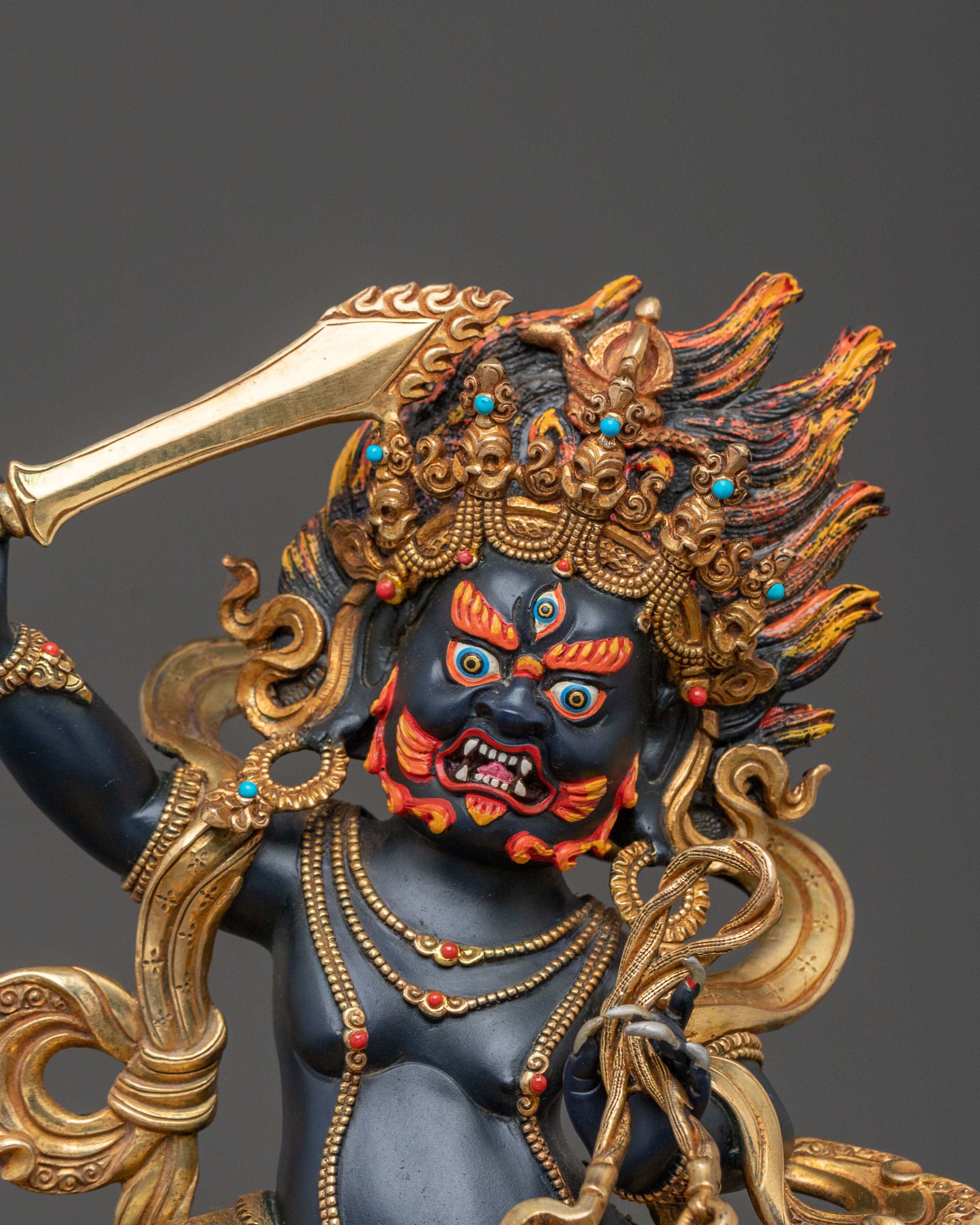 Achala Statue with Gold and Acrylic Paintings | Fierce Guardian