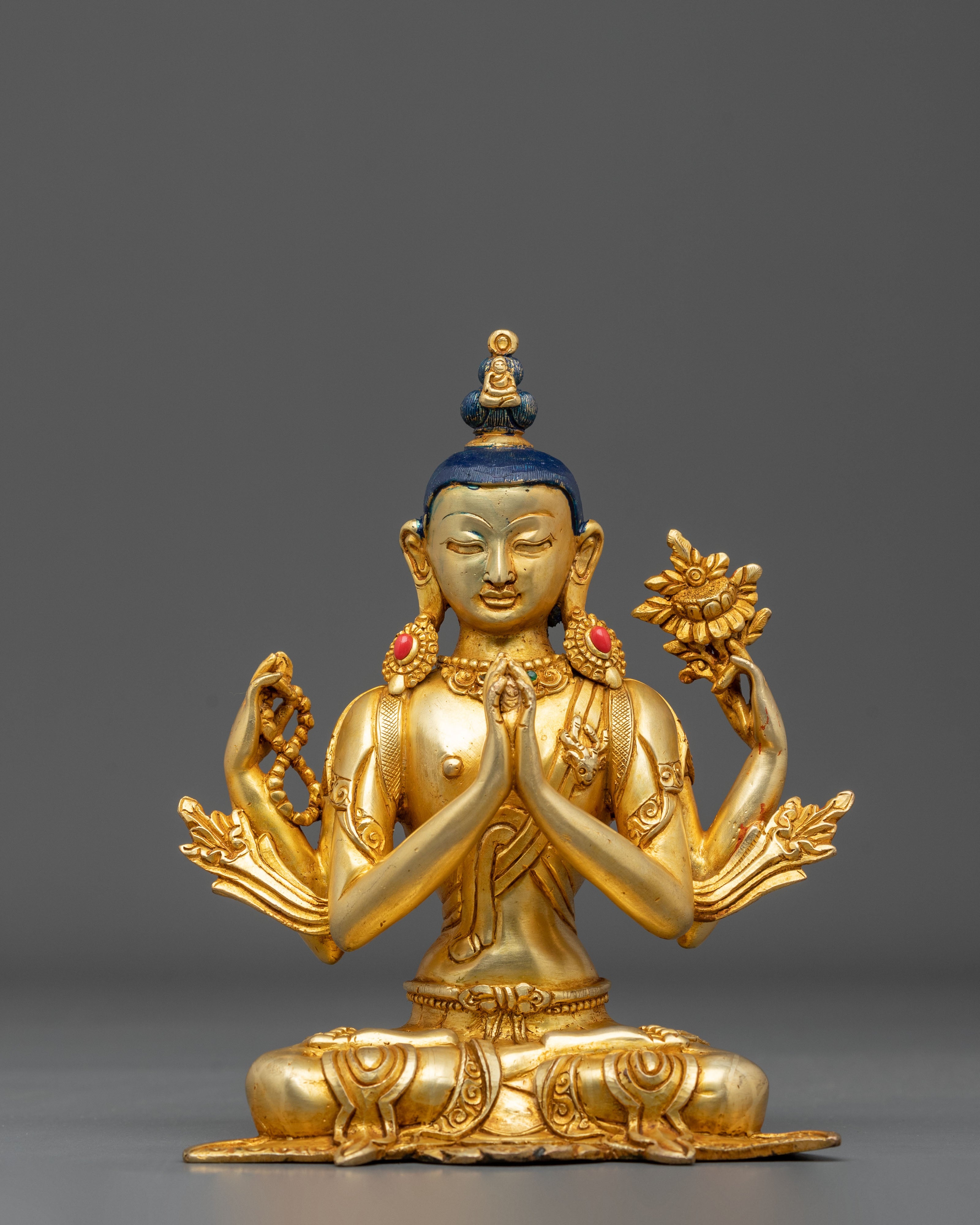 Six Bodhisattva Meditation Statue Set | 24K Gold Gilded Copper Sculptures
