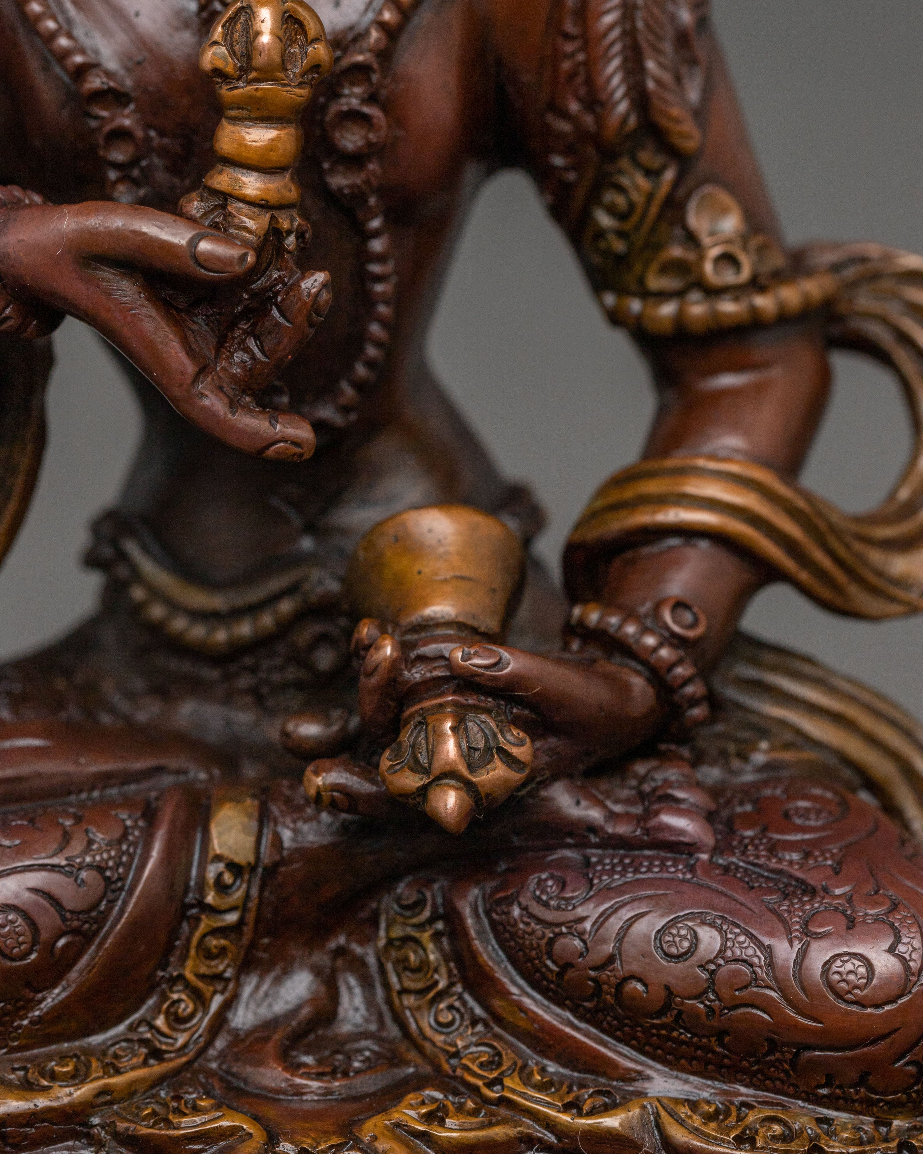 Green Tara Healing Protection Statue - Oxidized Copper Sculpture