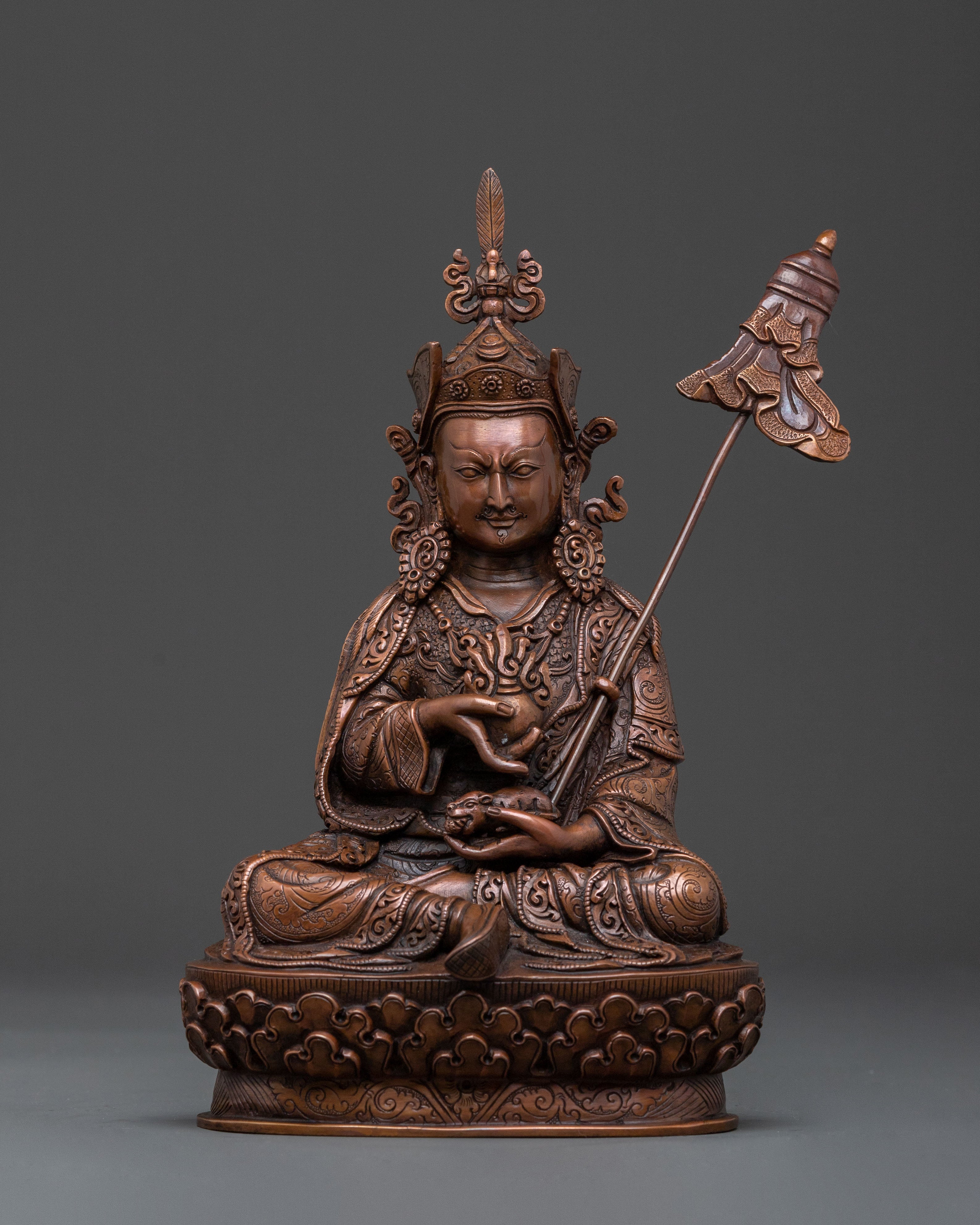 Guru Norlha Blessing Statue: Oxidized Copper Body