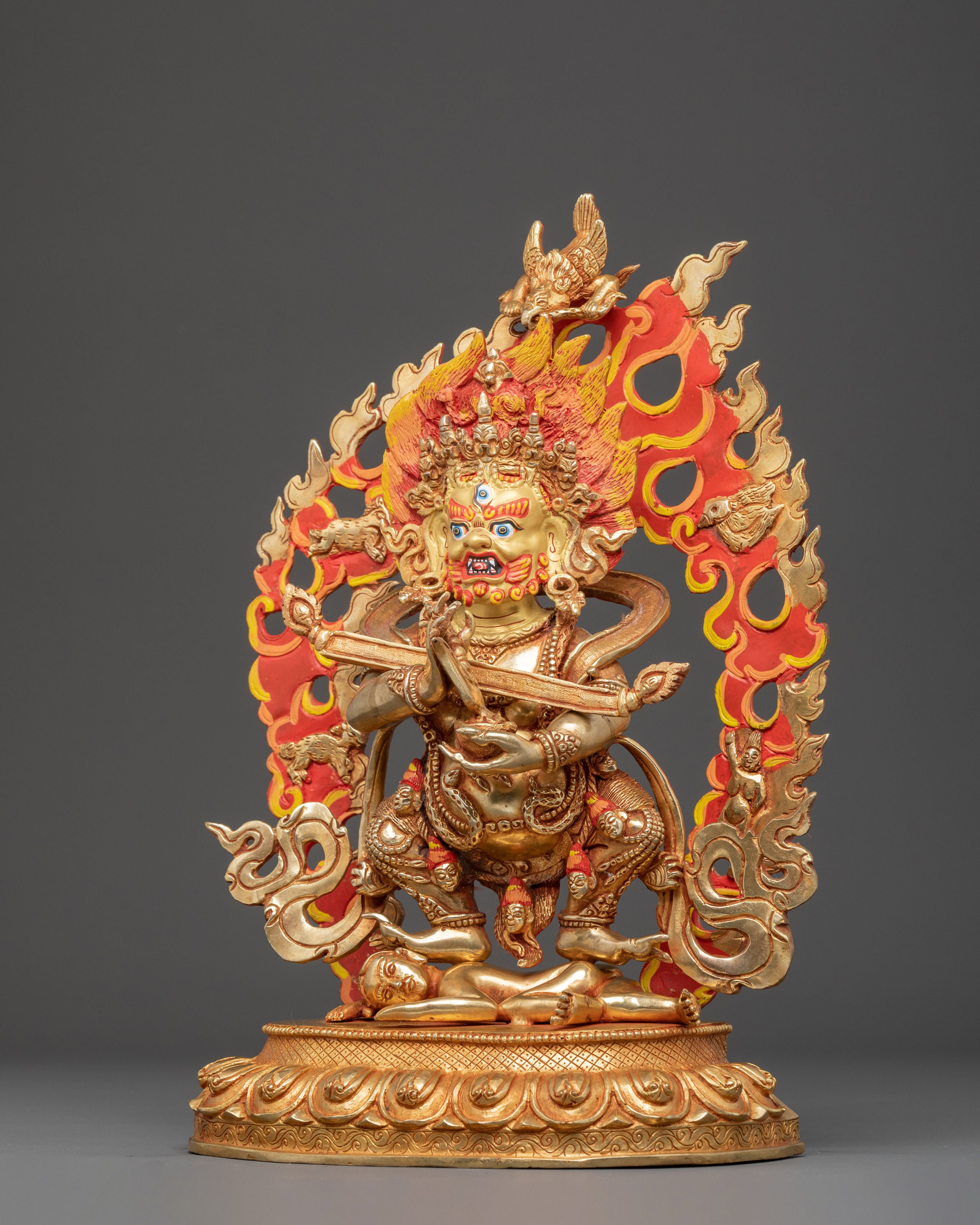 Handcrafted Wrathful Sakya Mahakala Statue | Traditional Tibetan Art