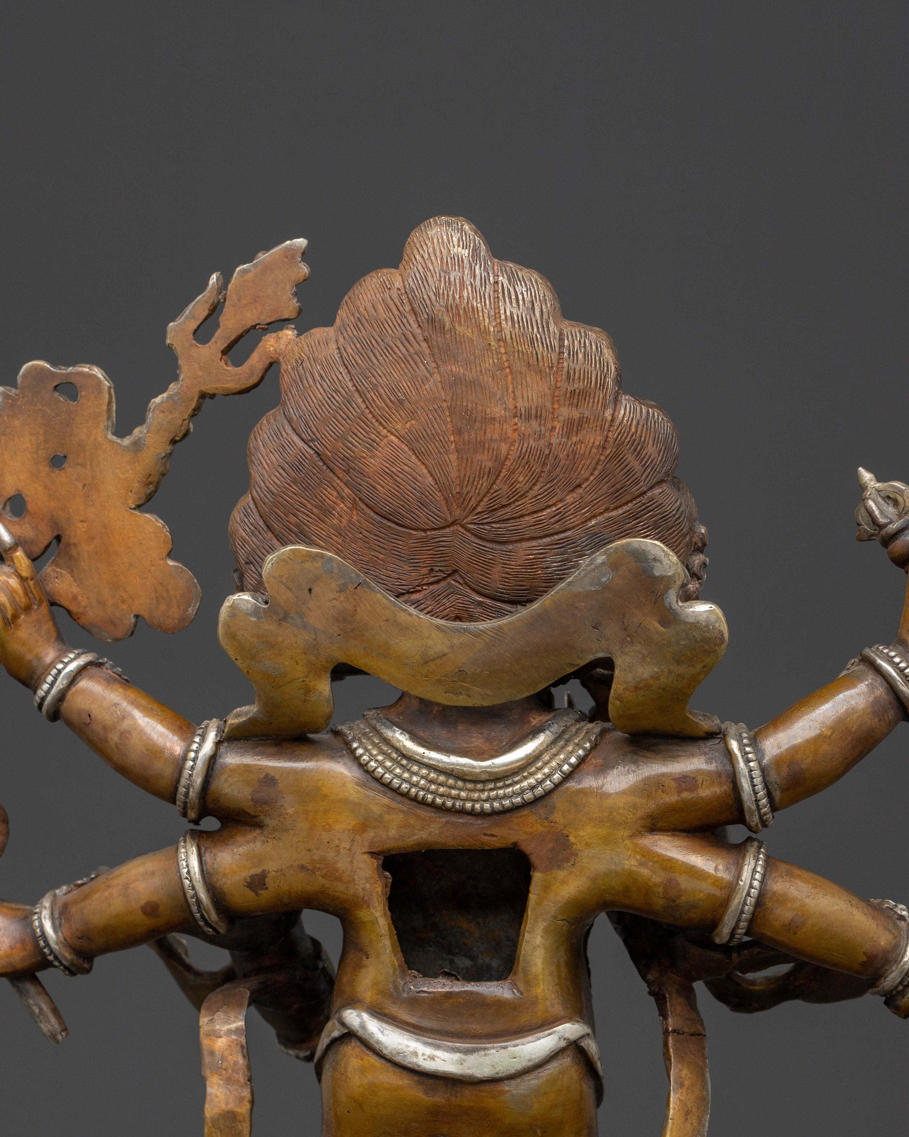 White Mahakala Spiritual Statue | Silver Plated Elegance