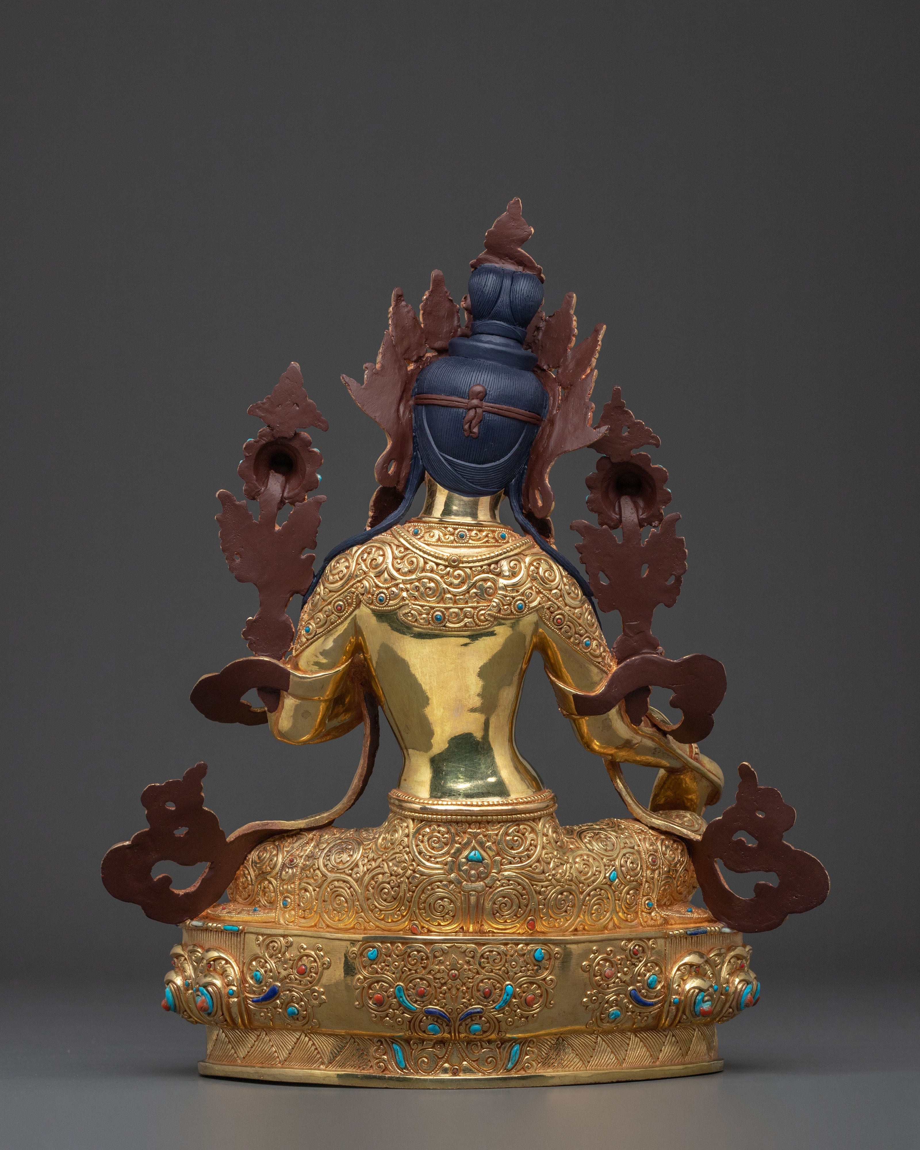Green Tara Peaceful Statue | 24K Gold Gilded Guardian