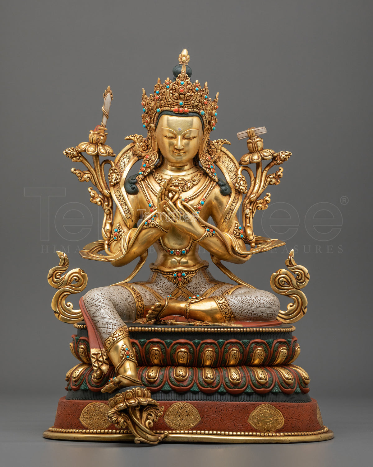 Tikshna Manjushri: 24K Gold Gilded Copper Statue