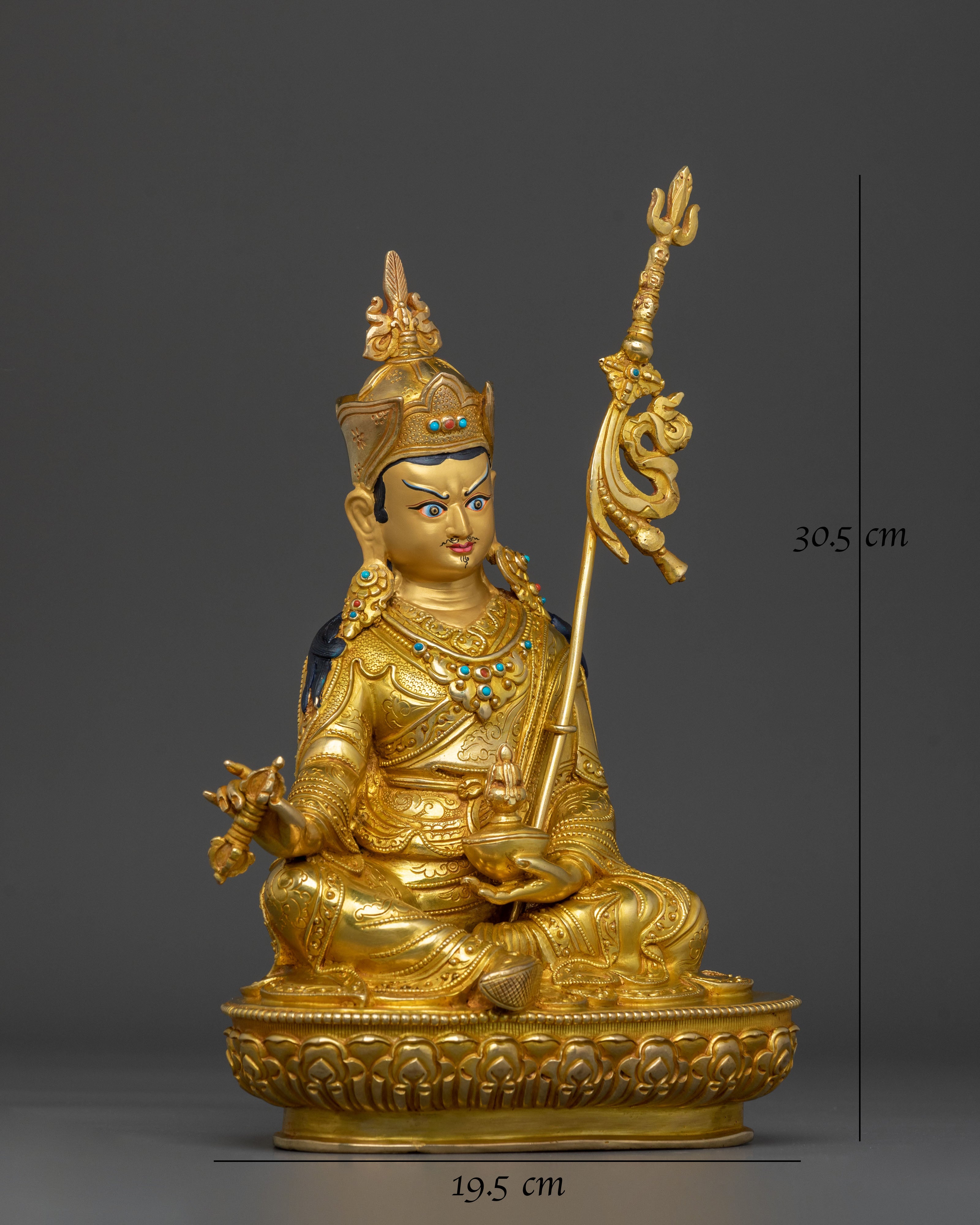 The Second Buddha Padmasambhava Sculpture in Gilded Gold