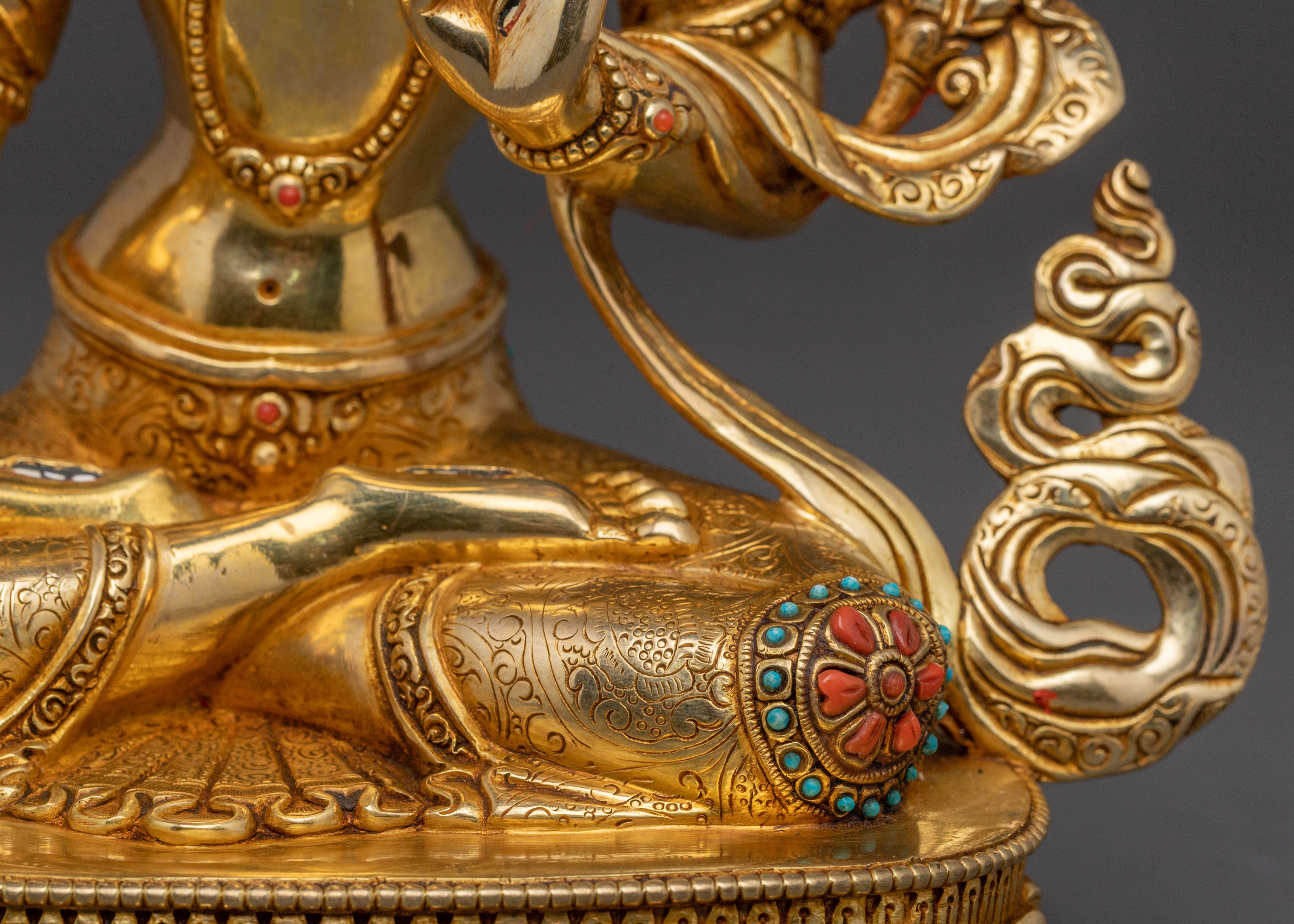 Handcrafted White Tara Sacred Statue – Gilded Perfection