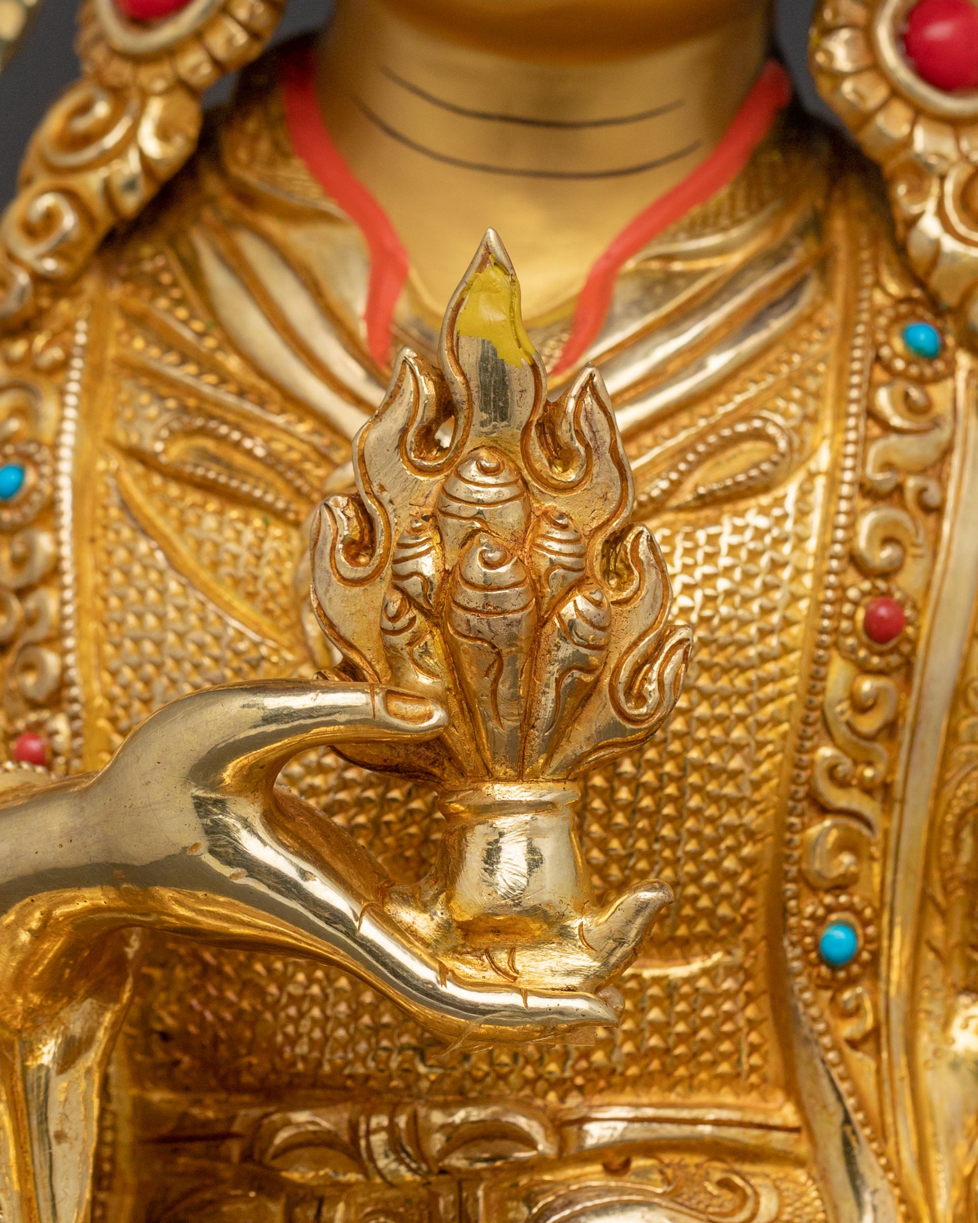 Wealth King Gesar Sculpture: 24K Gold Gilded