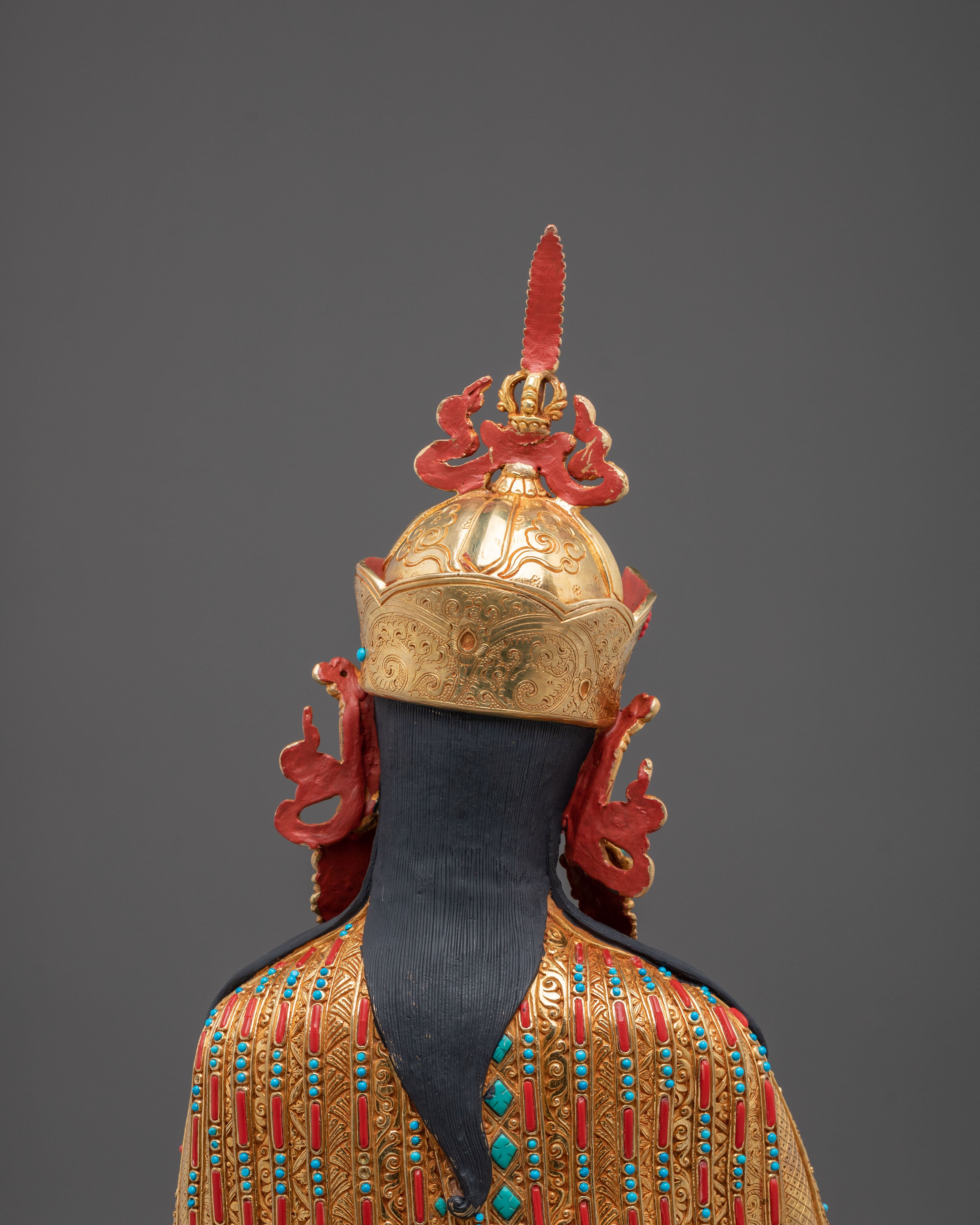 24K Gold Gilded Copper Figurine of Guru Rinpoche