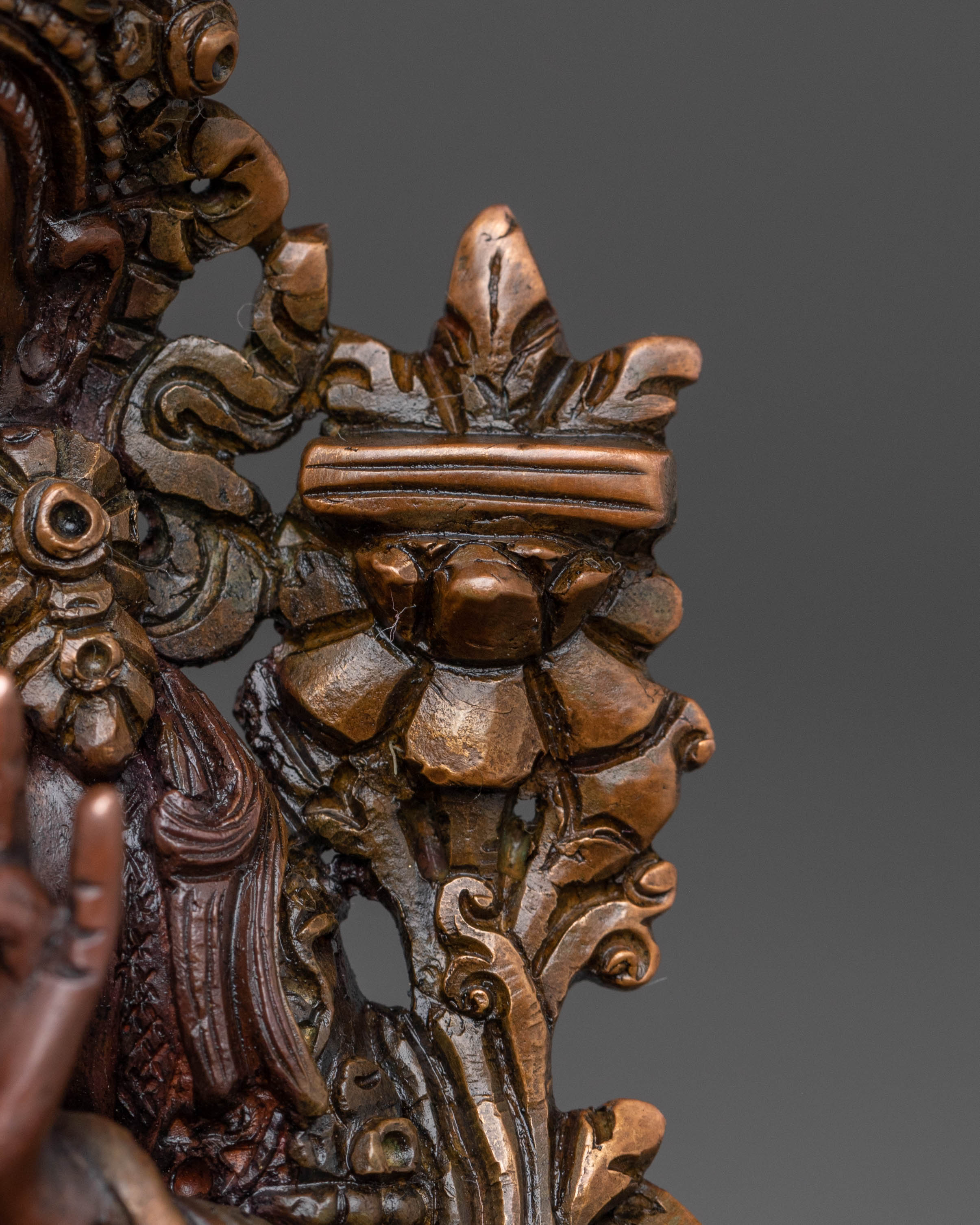 Manjushri Bodhisattva Sacred Statue - Oxidized Copper Finish