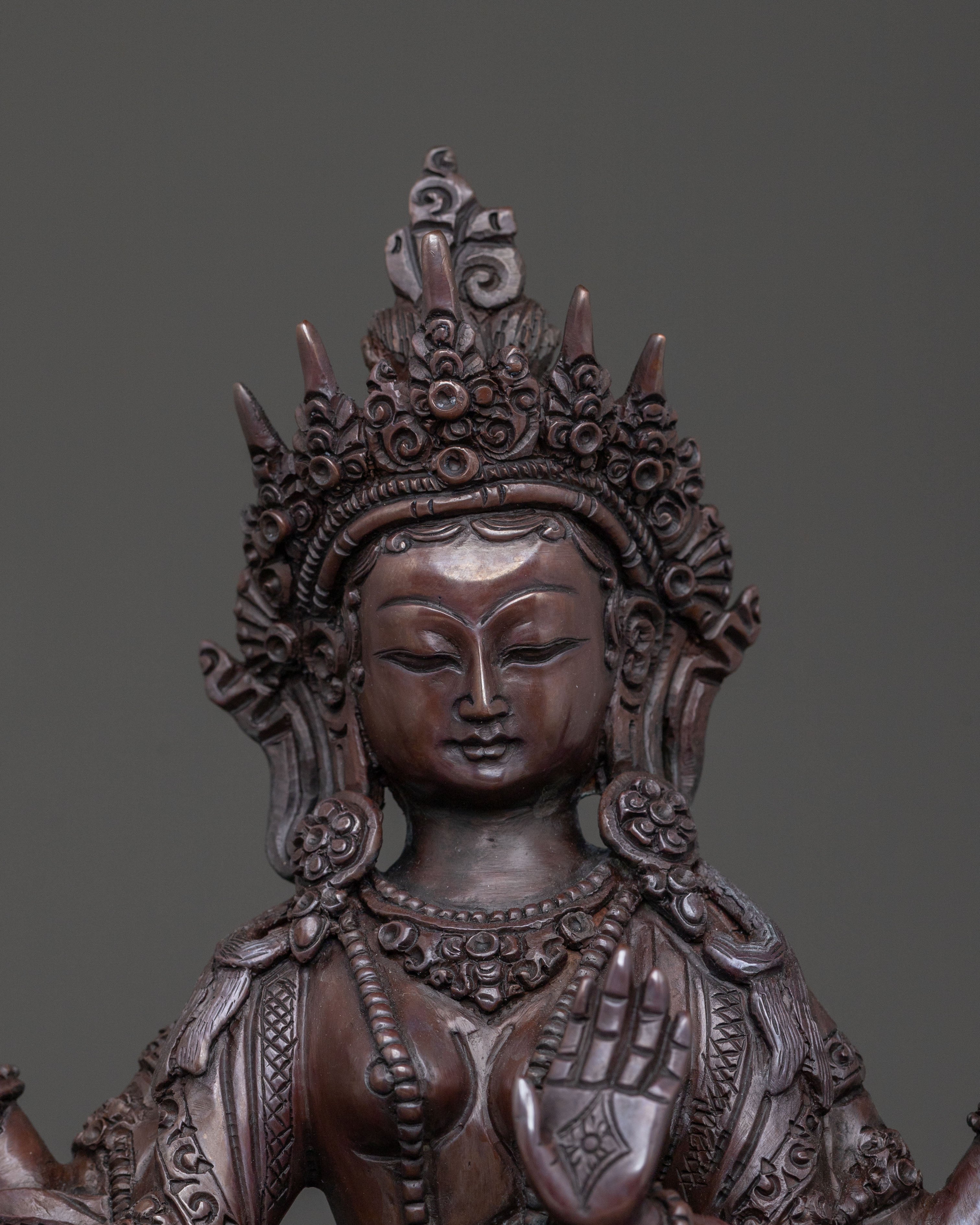 Laxmi Devi Handcrafted Statue in Oxidized Copper