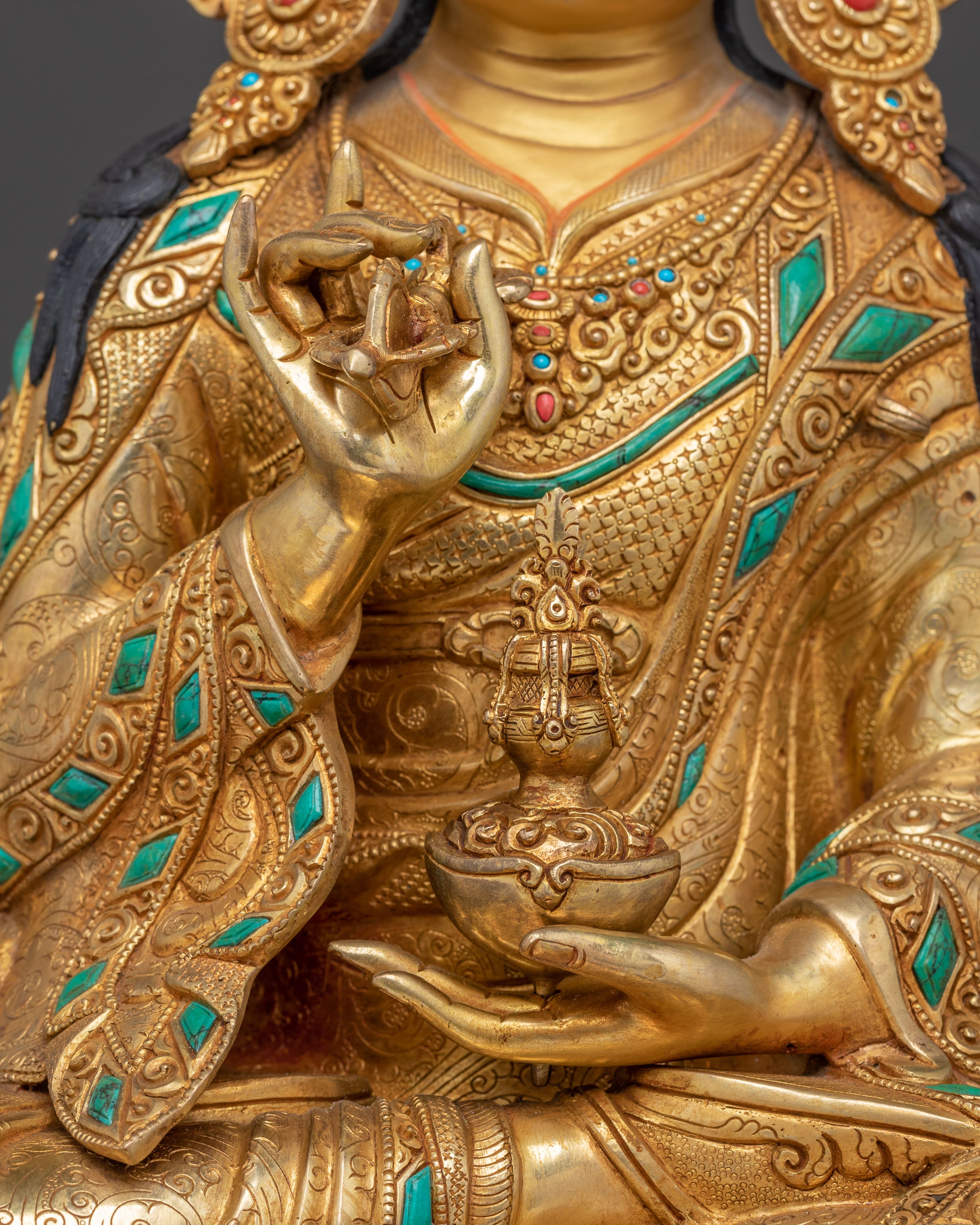 Blessing Guru Tsokye Dorje Statue | Radiant Gilded Masterpiece