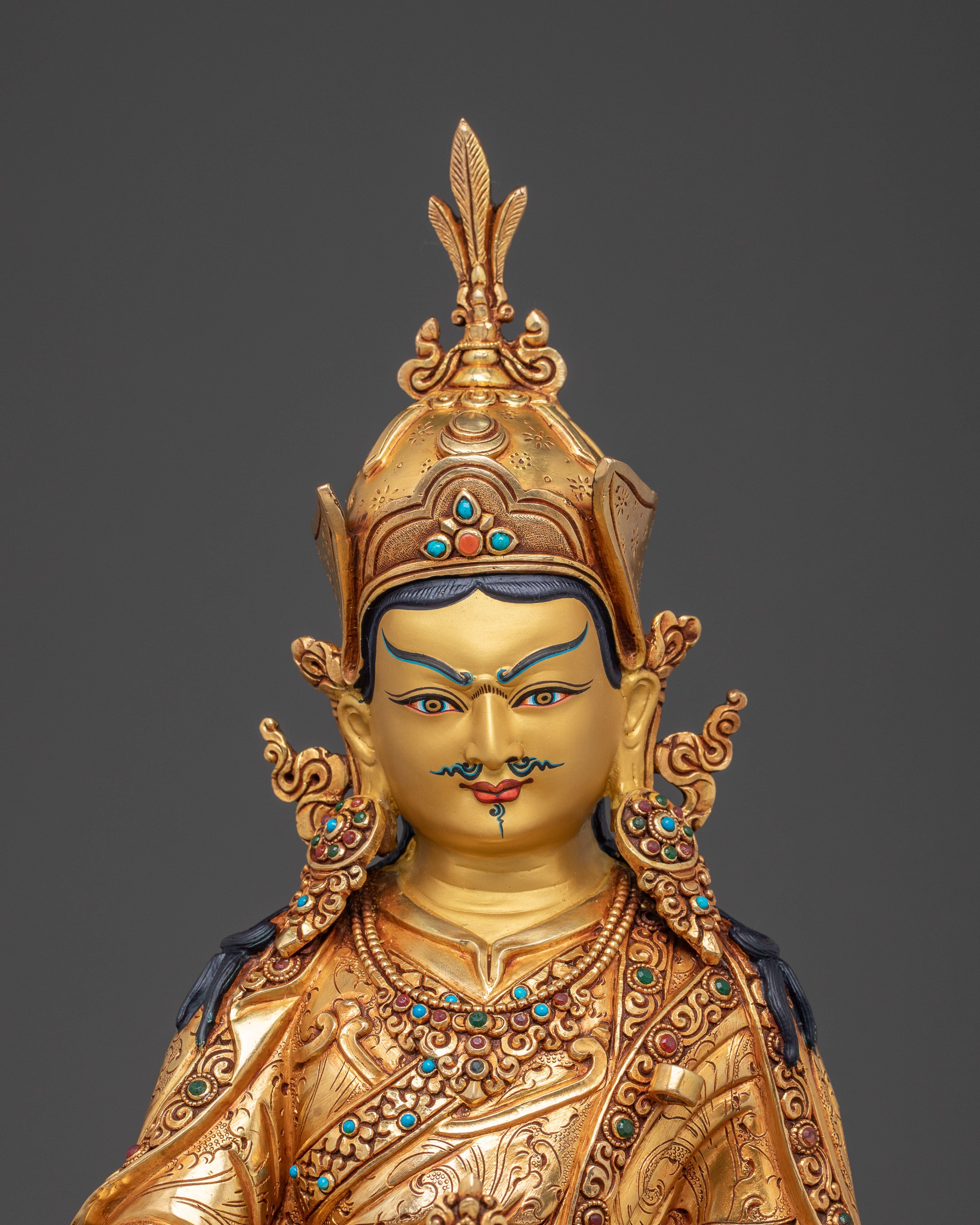 Divine Guru Rinpoche Padmasambhava Statue – 24K Gold Gilded