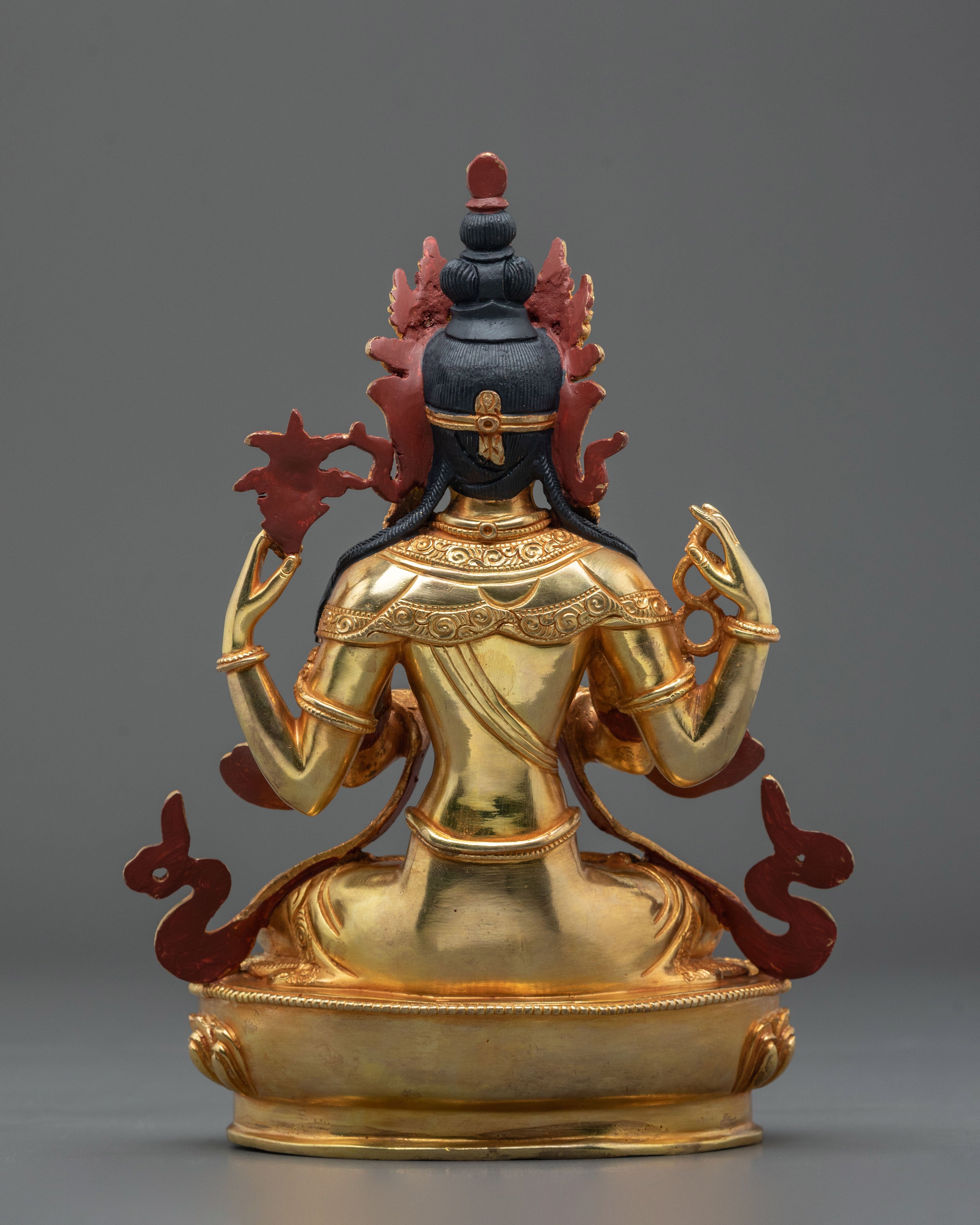 Chenrezig Tibetan Deity Statue | 24K Gold Gilded Sculpture