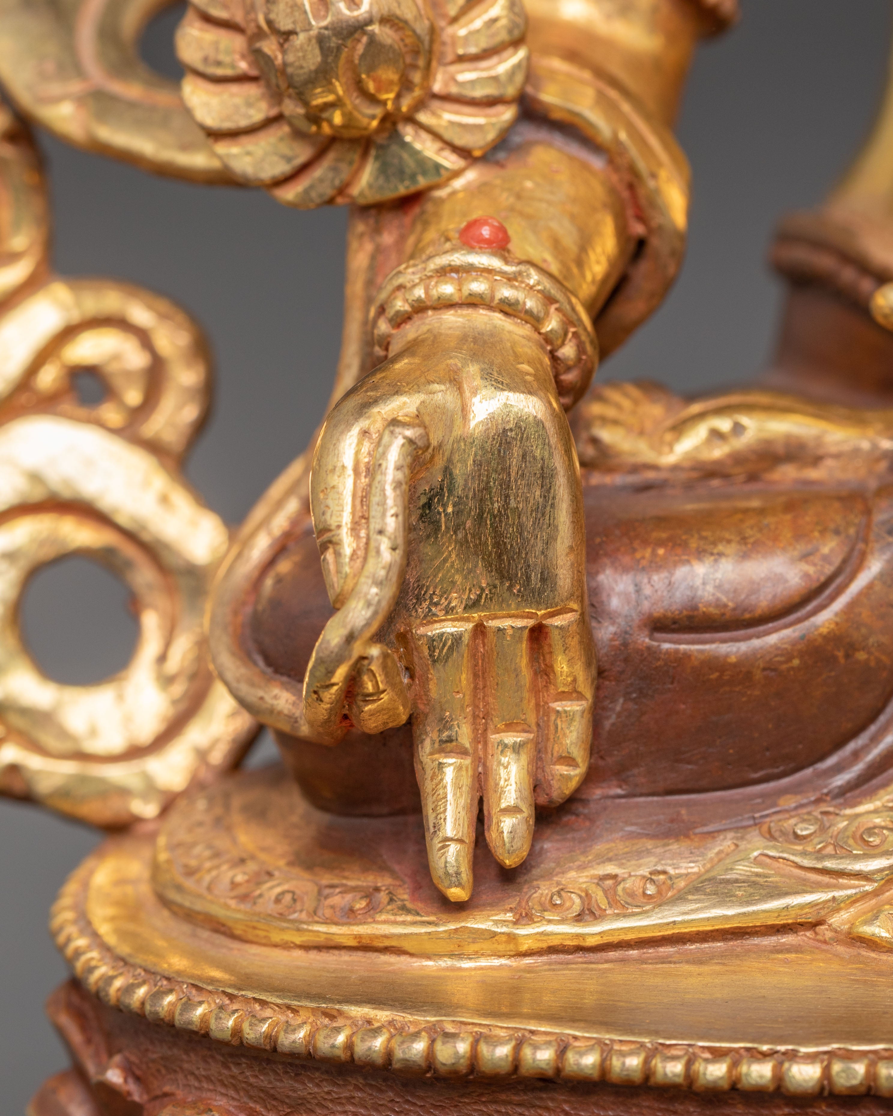 Handmade 24K Gold Glided Ksitigarbha Statue | Meditation and Spiritual Altar Decor