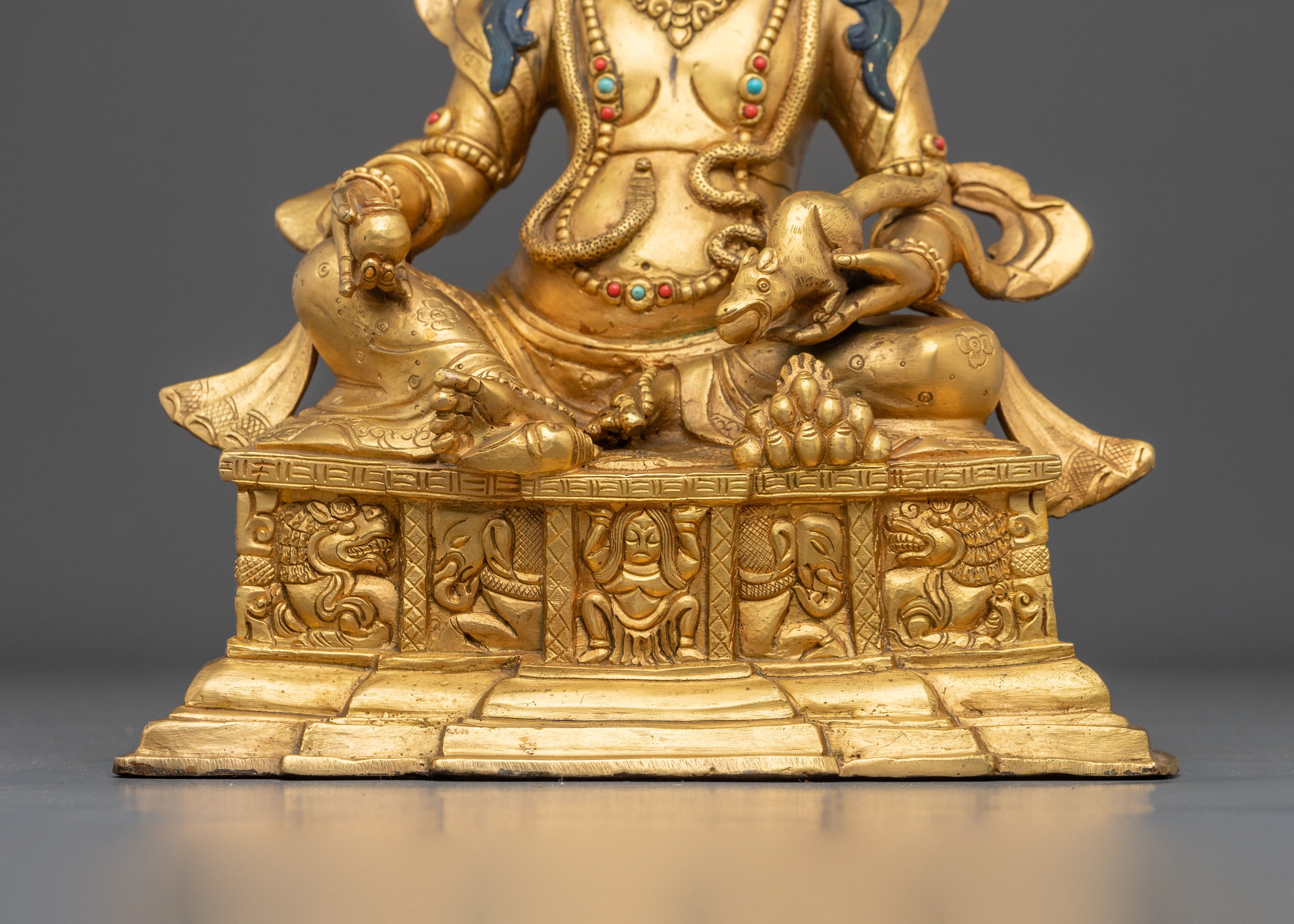 Jambhala Statue | Handcrafted Copper Gold Gilded Figurine