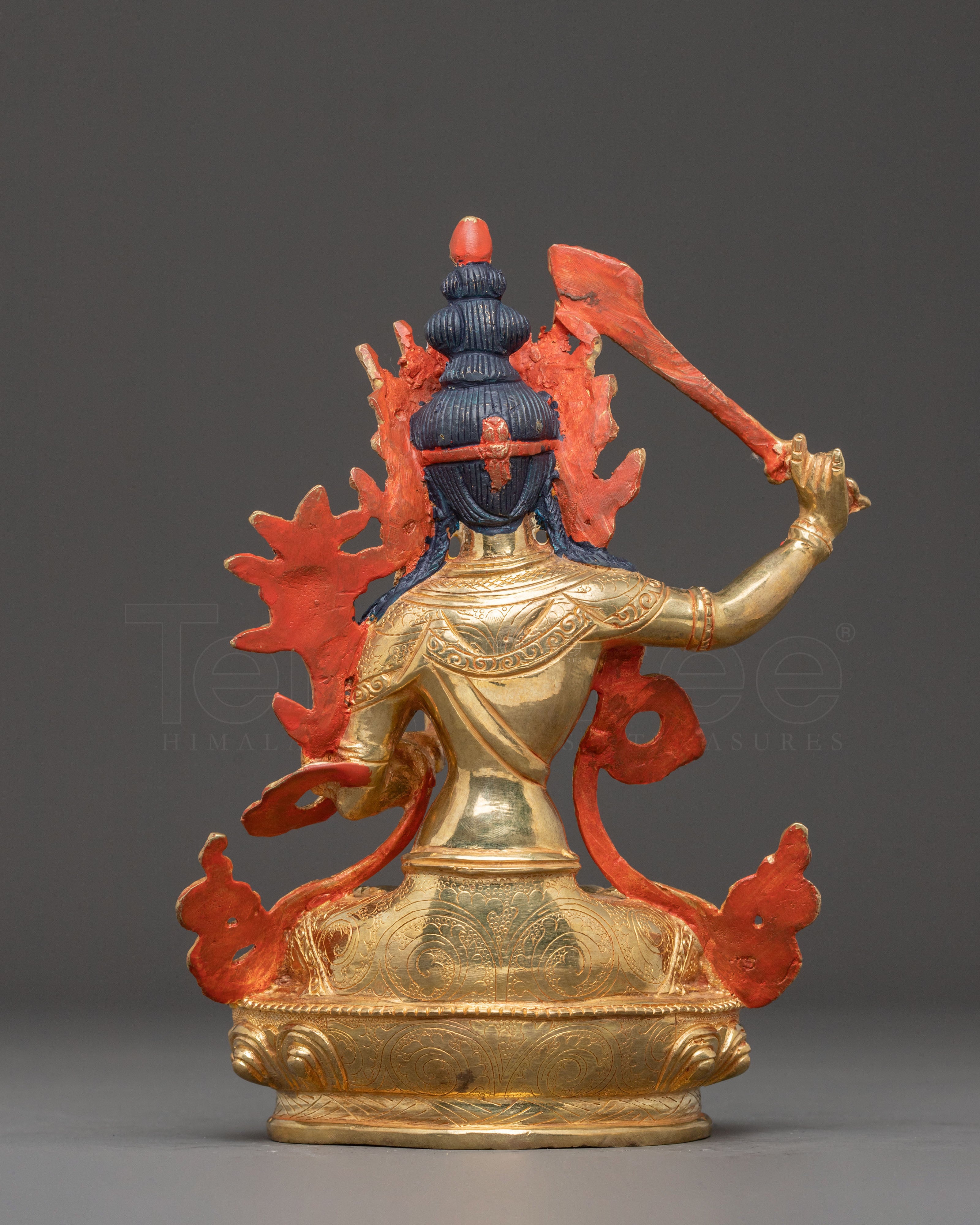 Handmade Golden Manjushri Copper Statue | Symbol of Wisdom