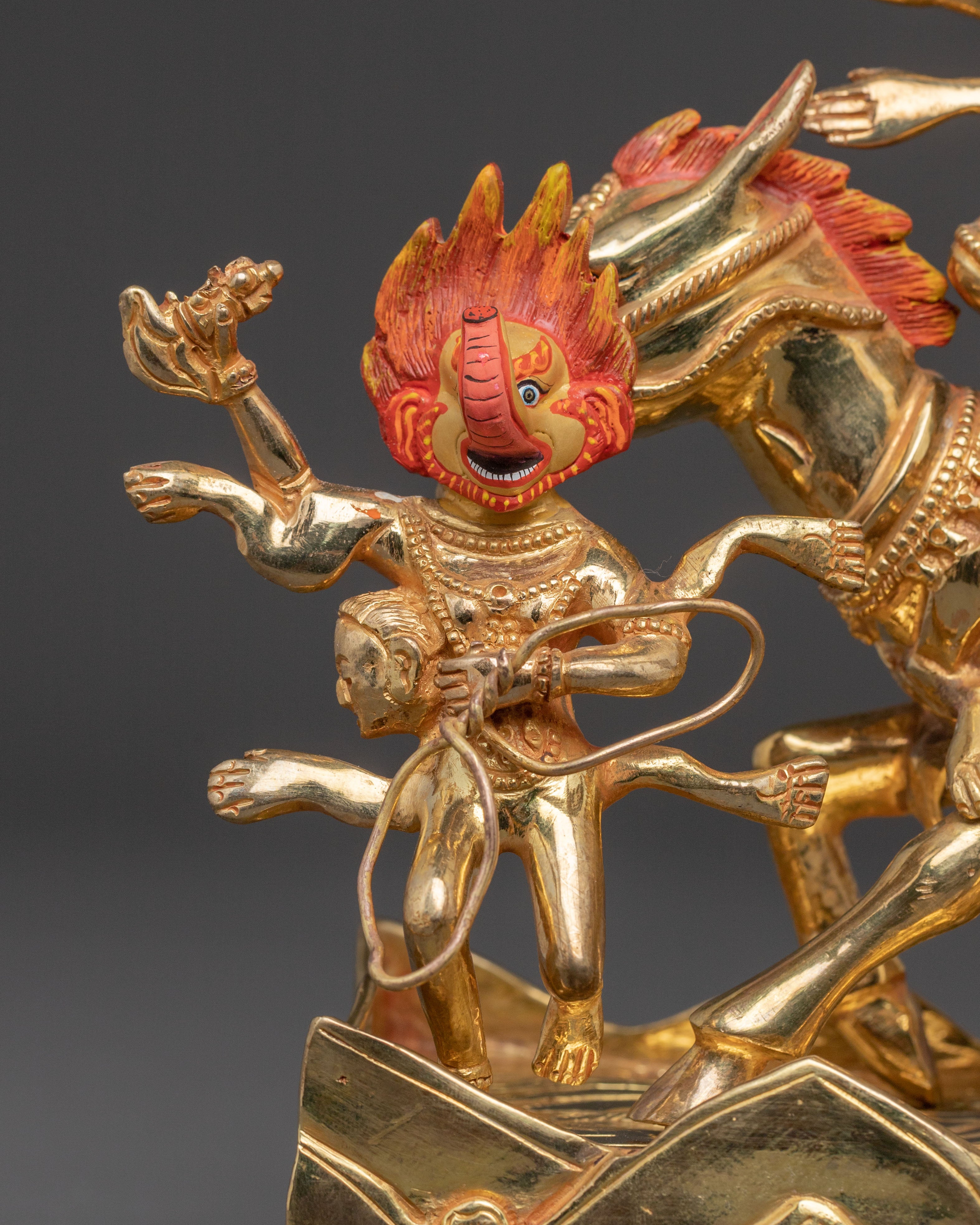 Palden Lhamo Wrathful Statue – Hand-Gilded Copper Art