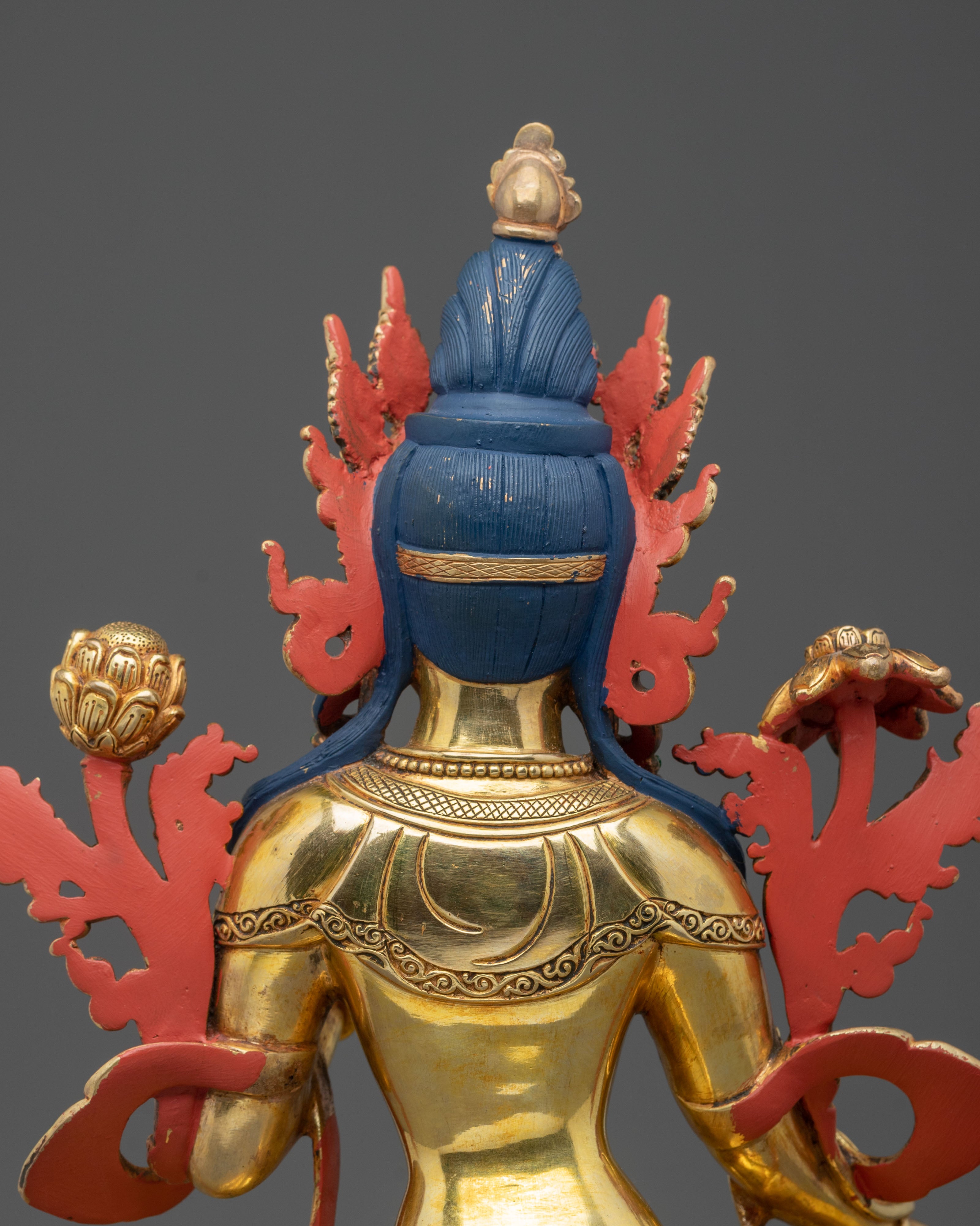 Green Tara 24K Gold Gilded Sculpture | Buddhist Protector