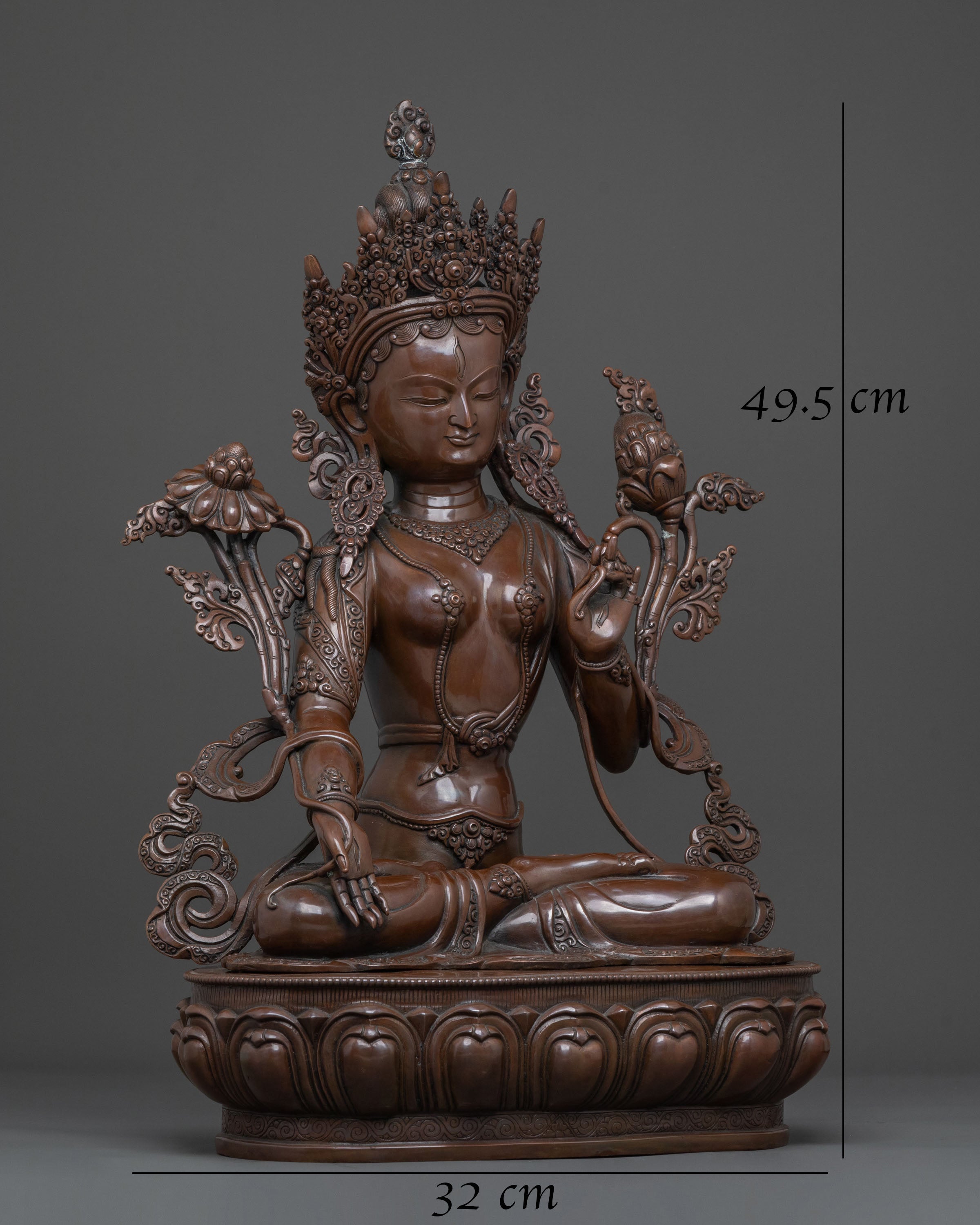 Goddess White Tara Statue | Oxidized Copper Figurine