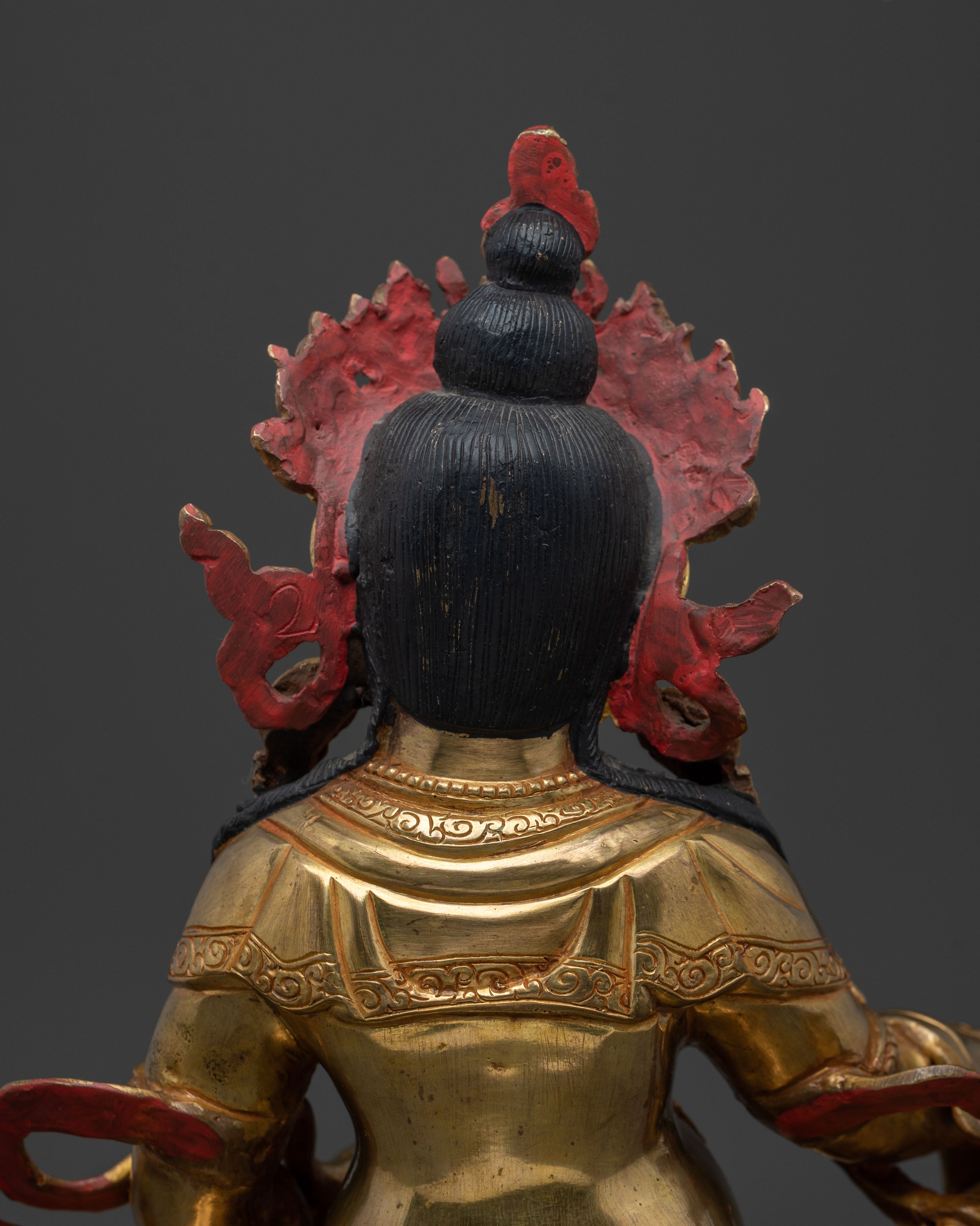 24K Gold Gilded Dzambhala Wealth Blessing Sculpture