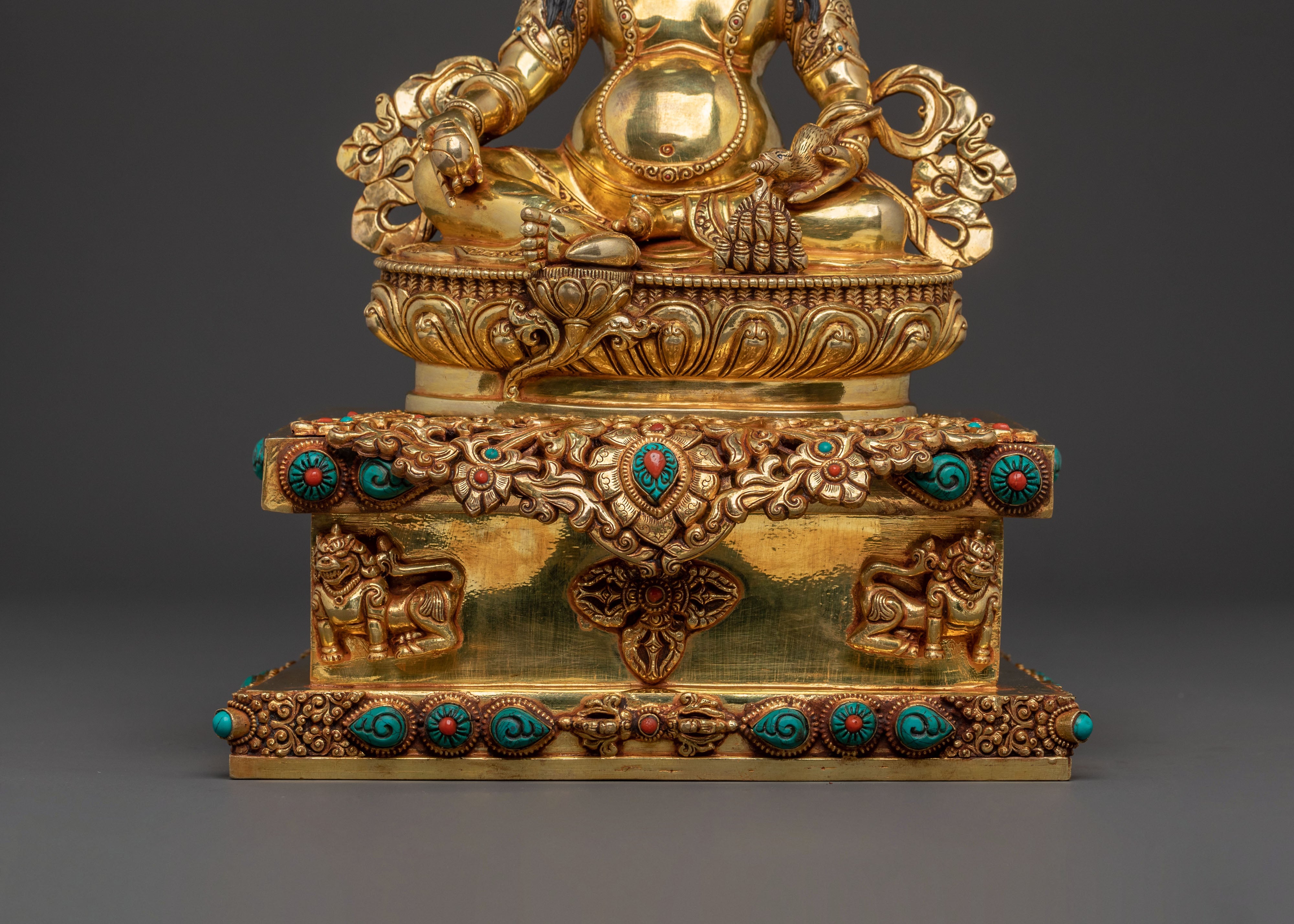 Dzambhala Ritual Statue on Throne | Wealth God
