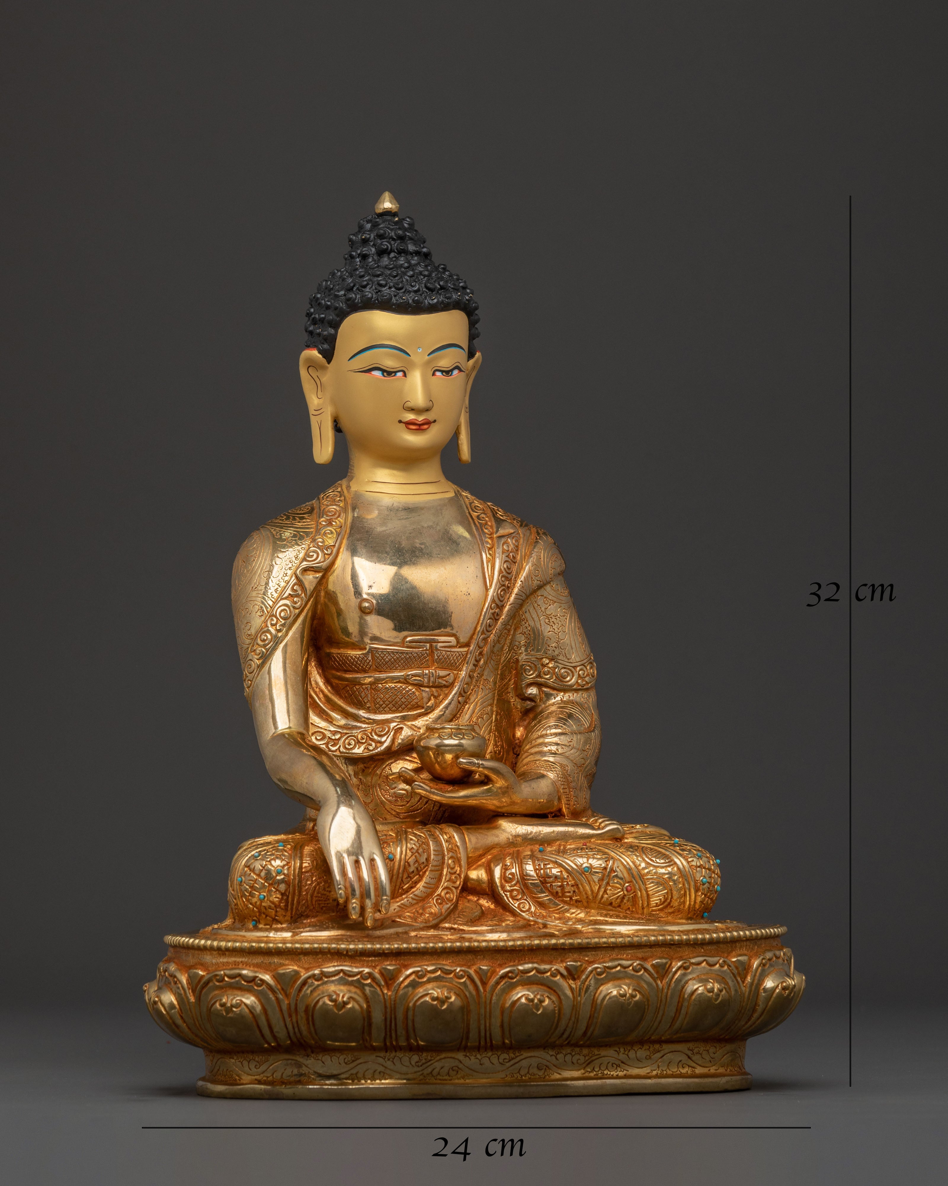 Shakyamuni Buddha 24k Gold Gilded Spiritual Statue
