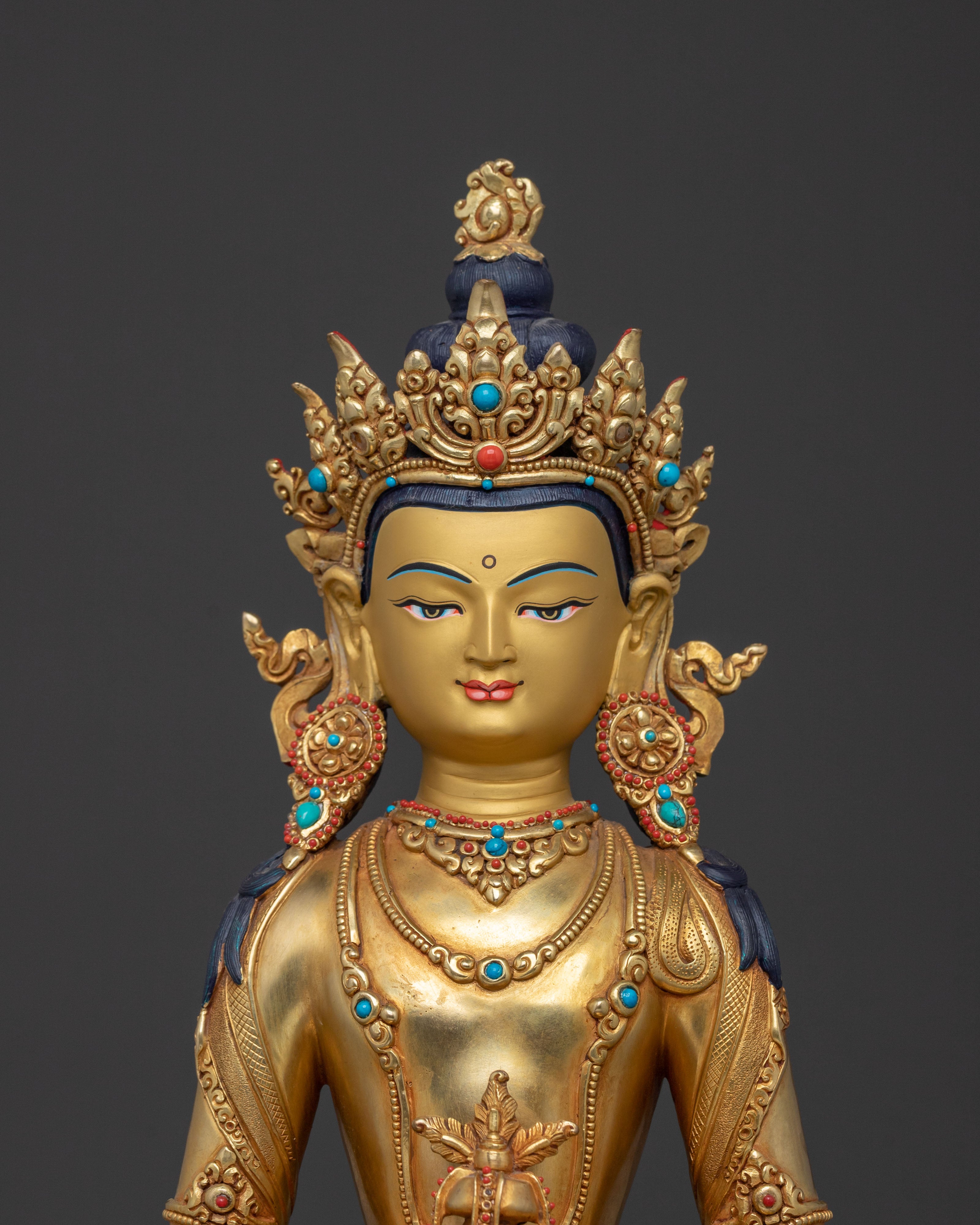 Amitayus Statue | Exquisite 24K Gold Gilded Idol