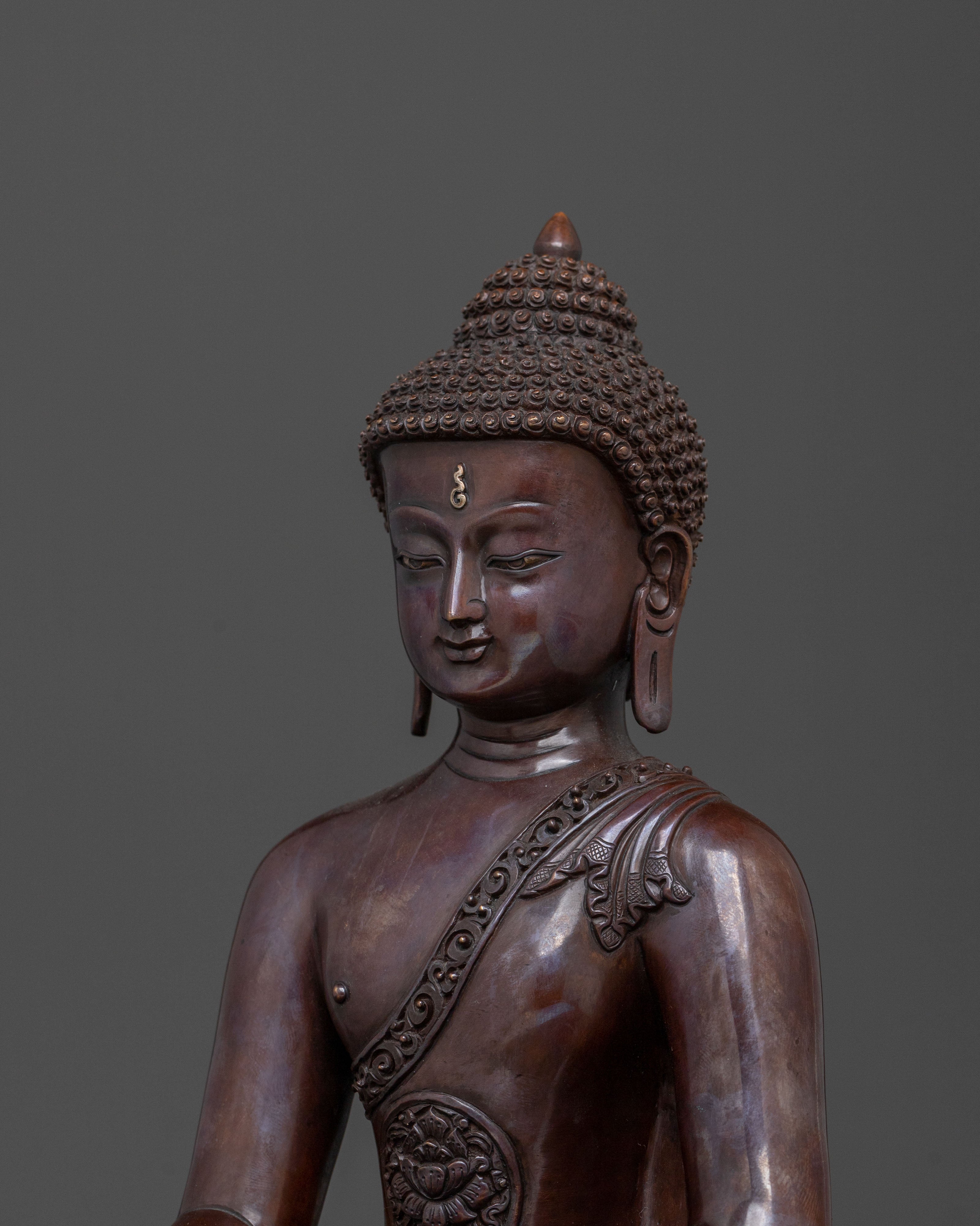Shakyamuni Buddha Statue Seated on Lotus | Altar Decor