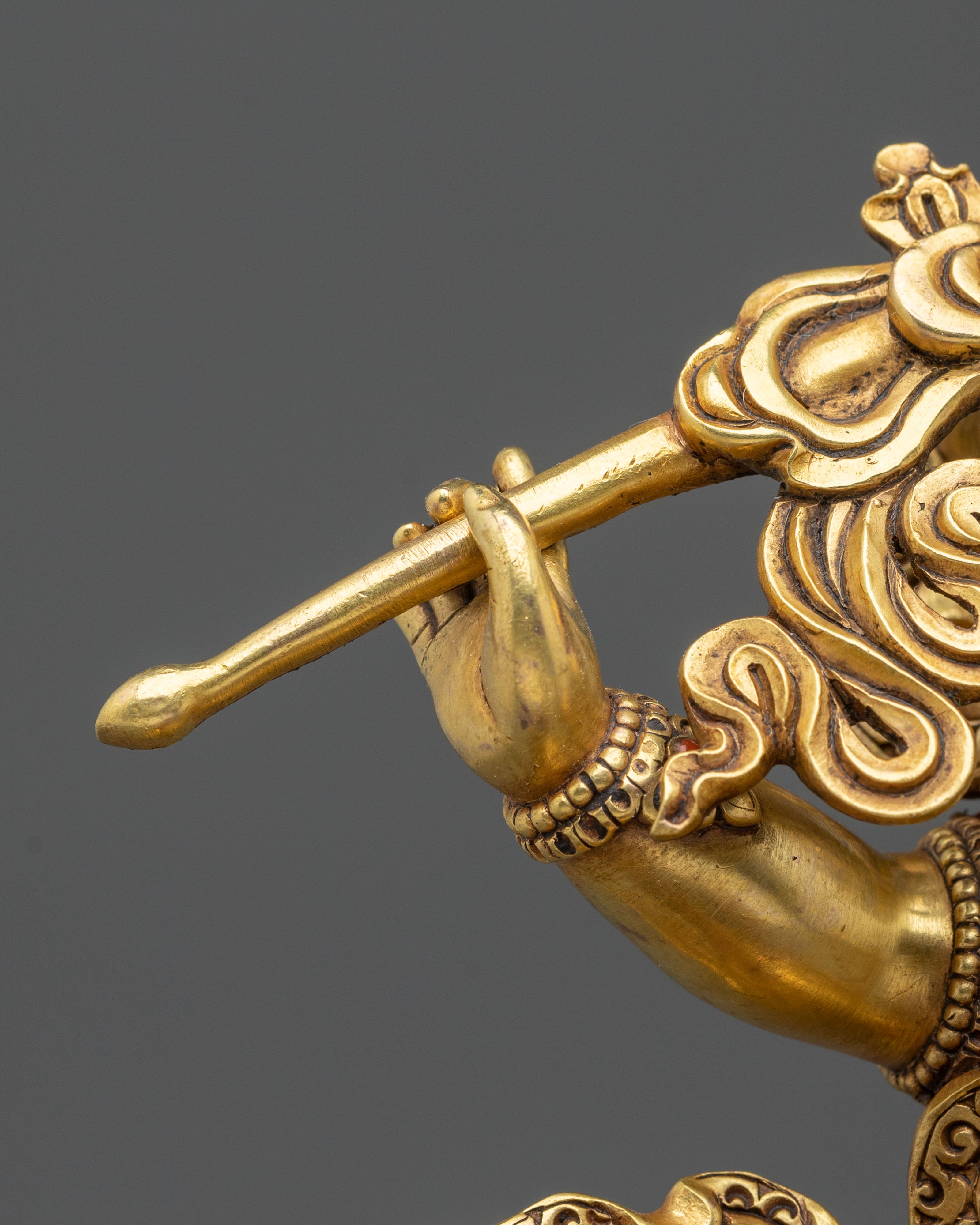 24K Gold Gilded Copper White Dzambhala Statue | Wealth Guardian