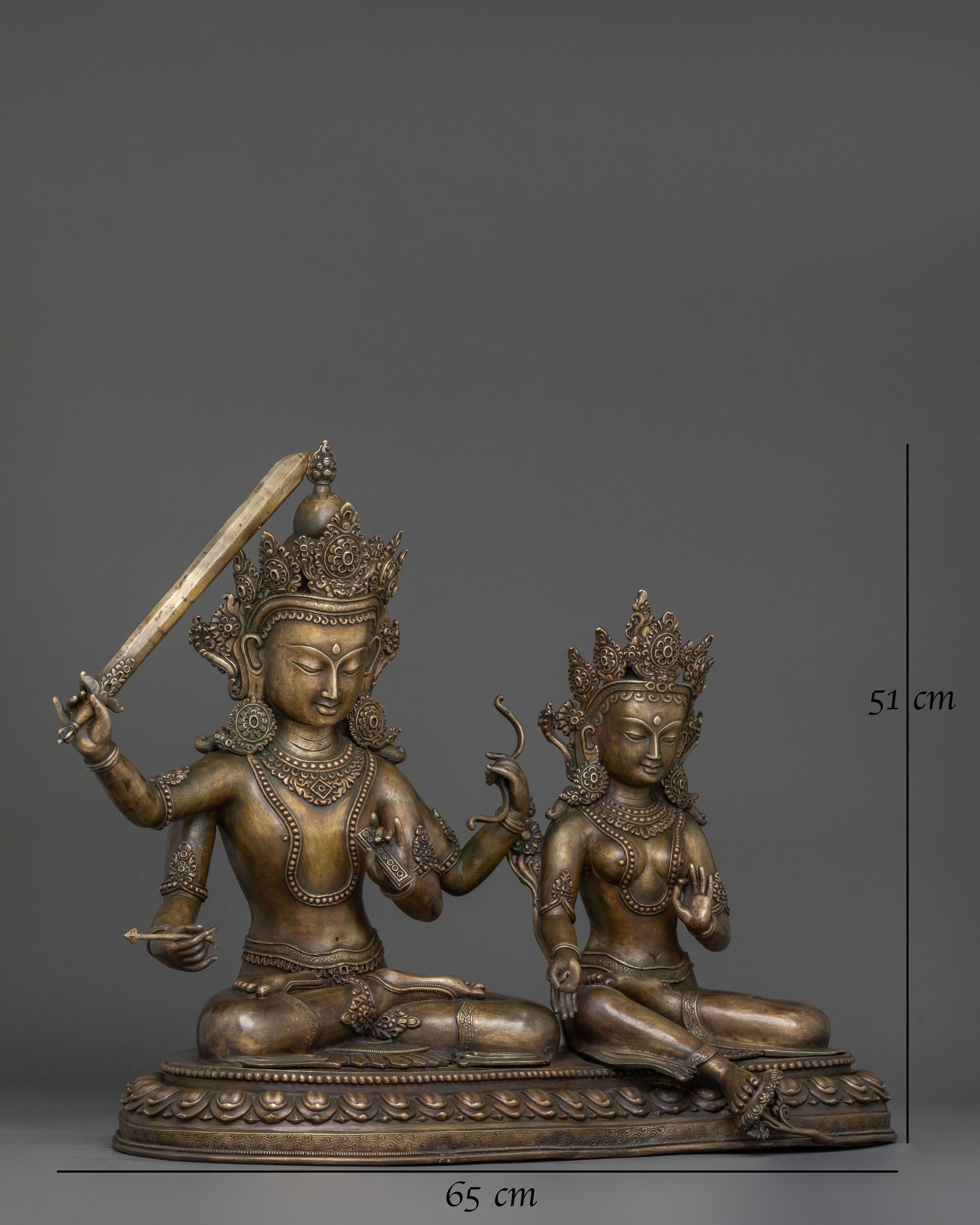 Maha Manjushri and Green Tara Statue Set | Altar Decor