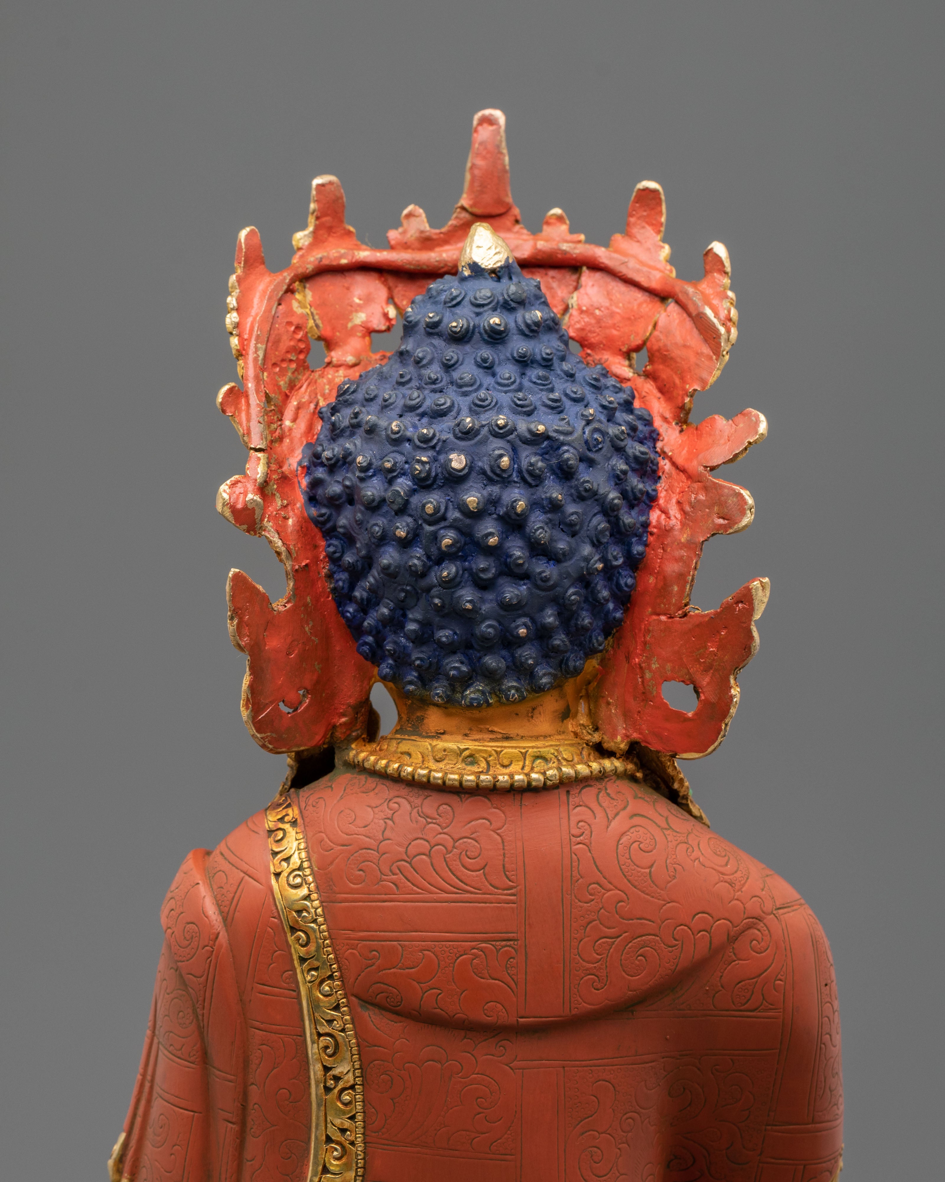 Crown Shakyamuni Buddha Figurine | 24K Gold Coated Statue