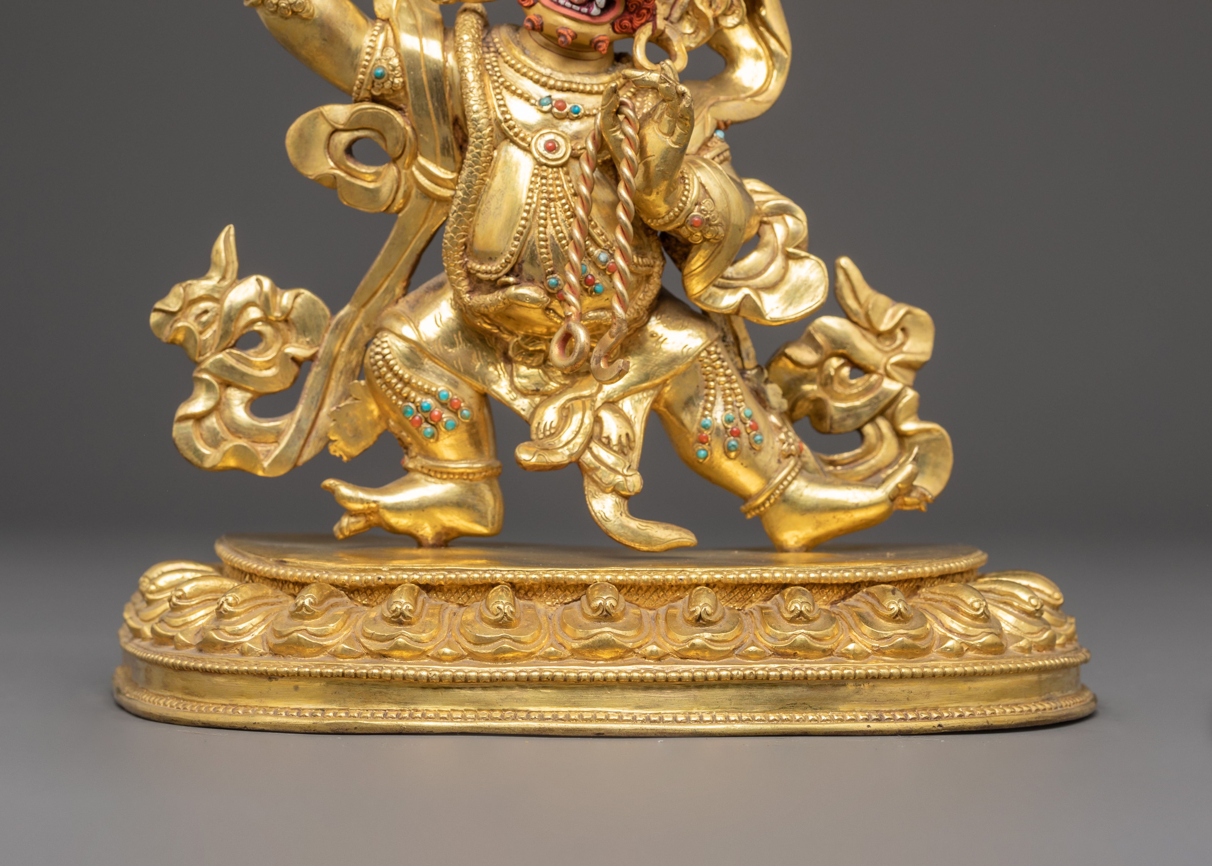 Golden Vajrapani Handmade Statue of Protection | Fierce Guardian