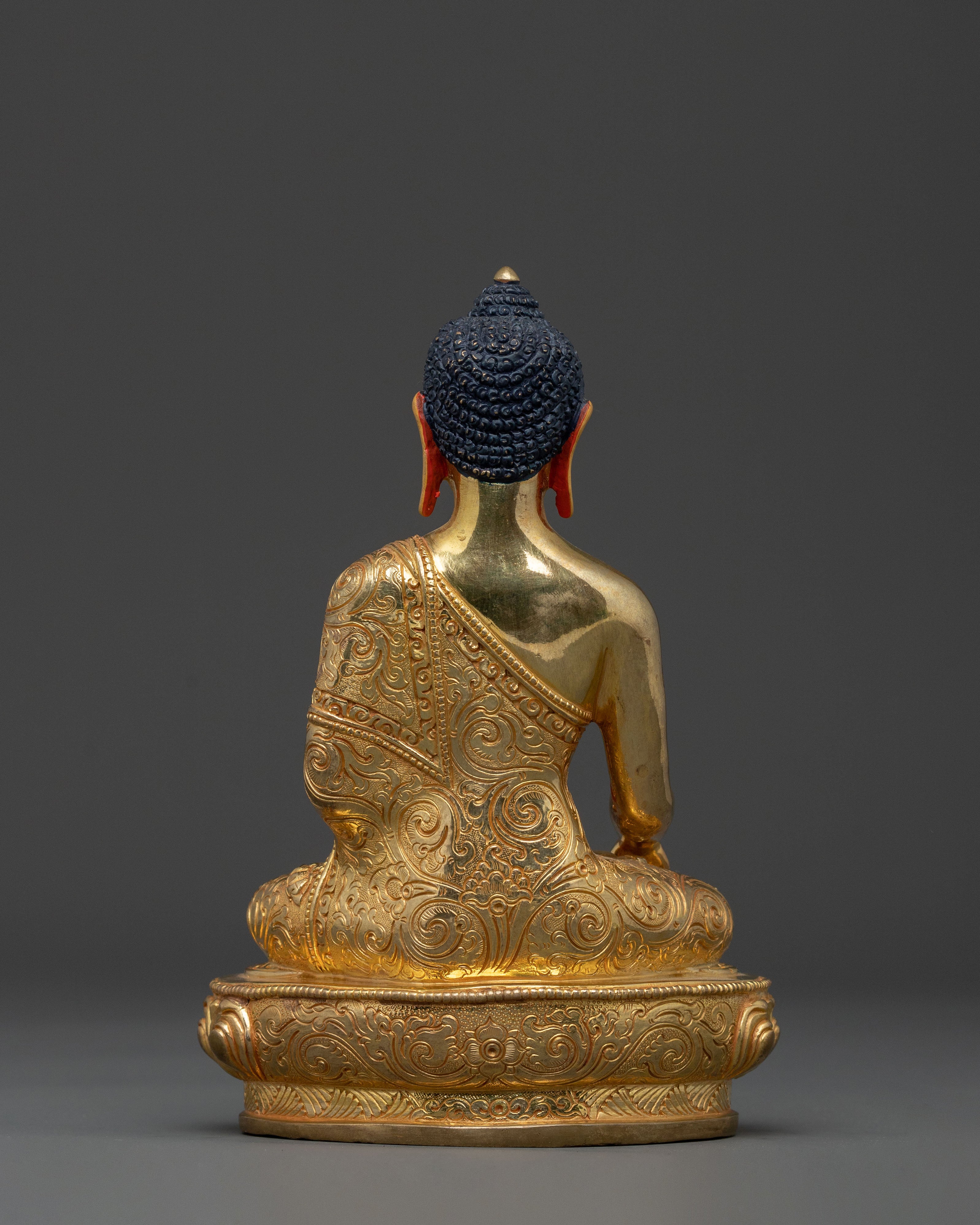 Peaceful Buddha Shakyamuni Statue, Gold Gilded